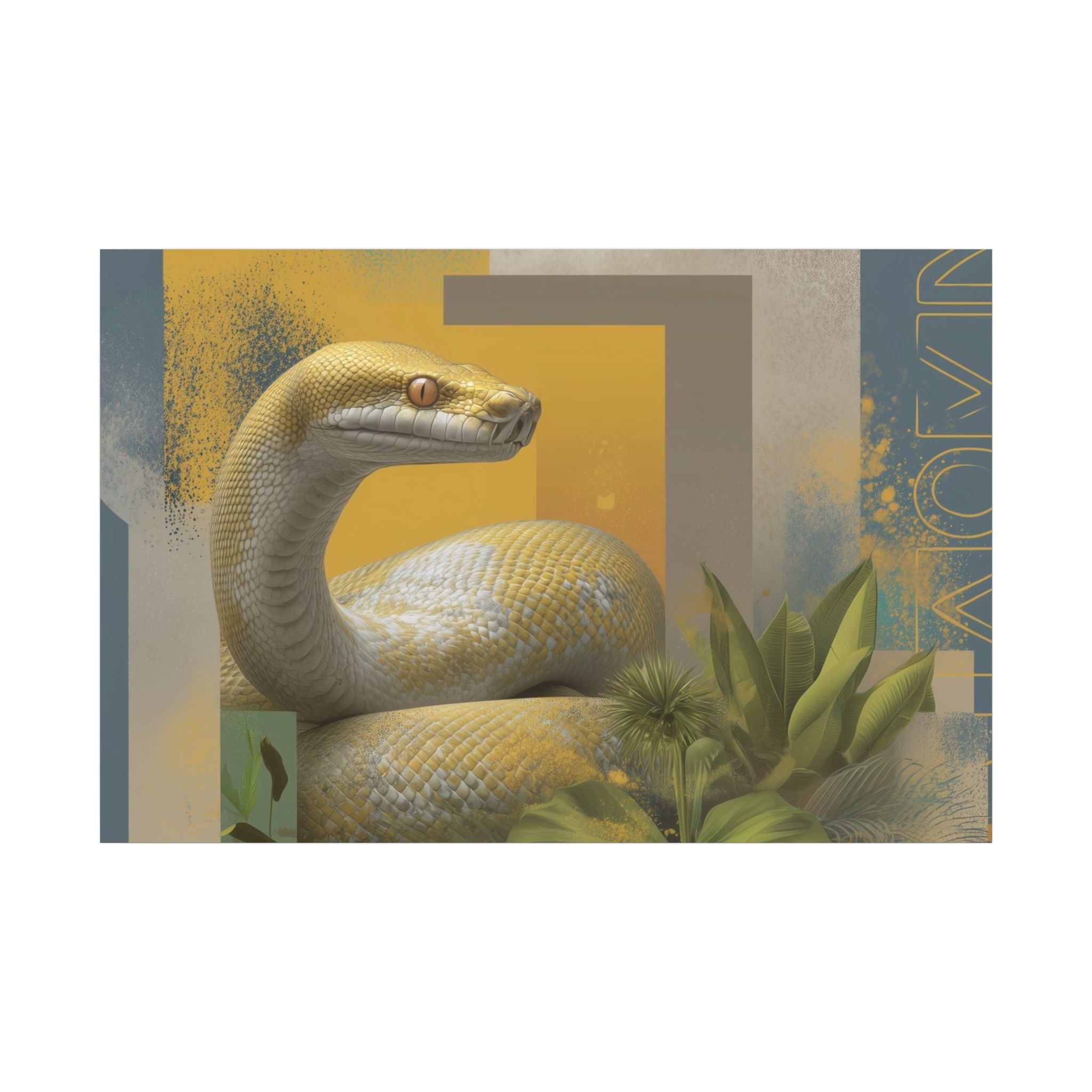 Serpentine Geometry: Tropical Digital Illustration, Modern Nature Composition   |    Custom Orders Available