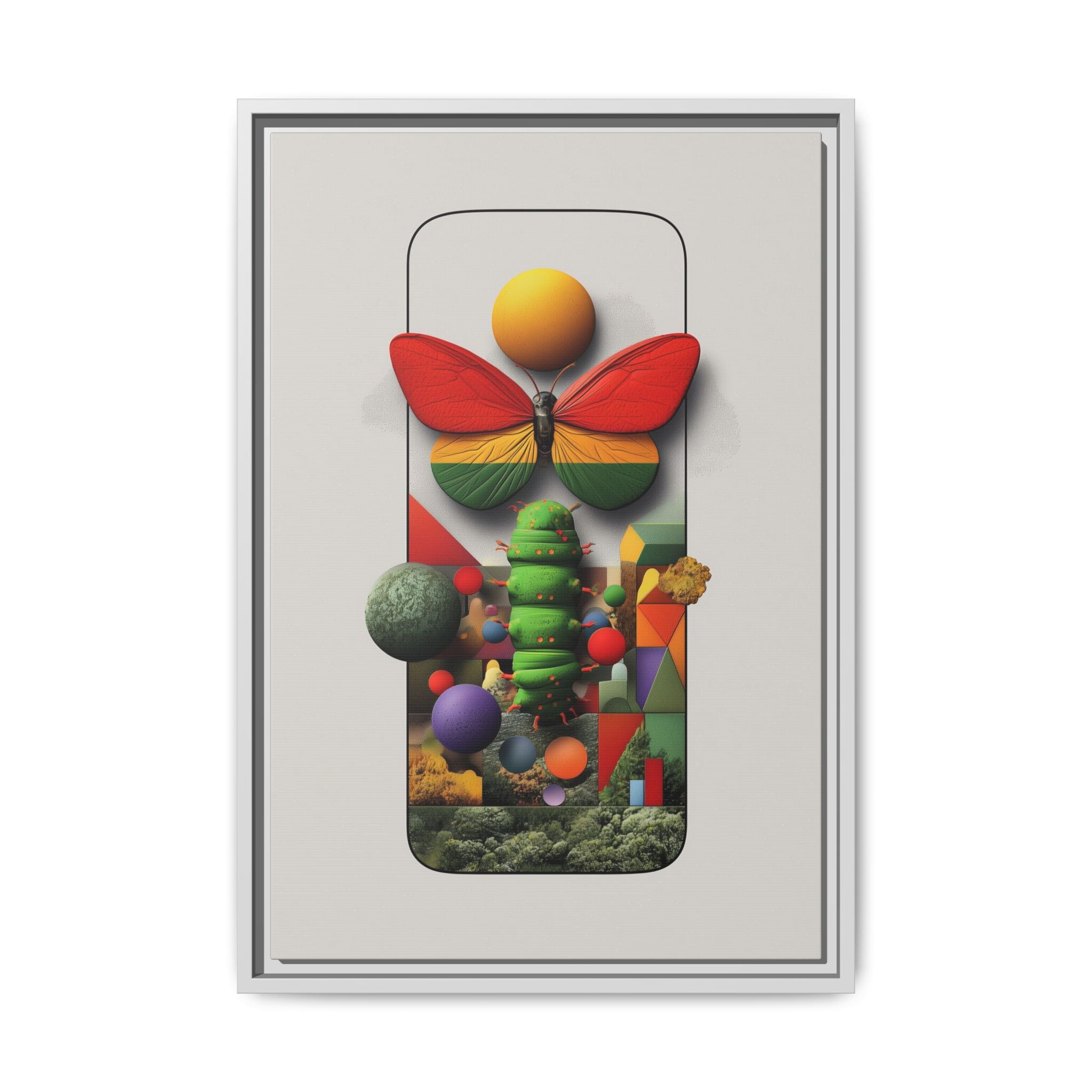 Metamorphosis Framed Print : Geometric Nature Transformation, Vibrant Butterfly Composition   |  Personalized & Custom Orders Available