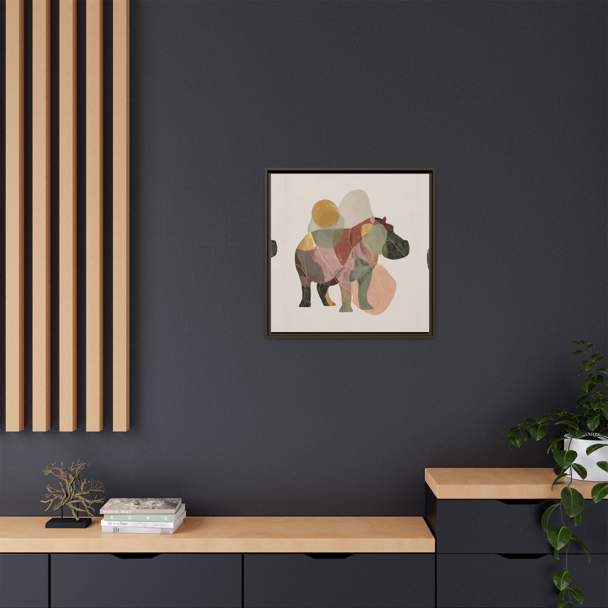 Geometric Harmony: Abstract Hippo Silhouette, Modern Minimalist Animal Art   |    Custom Orders Available
