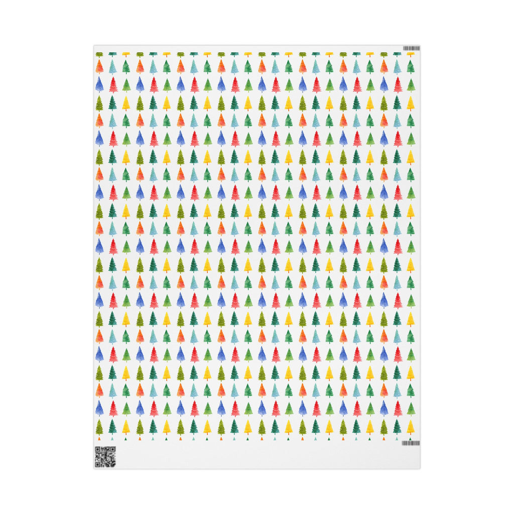 Festive Watercolor Christmas Tree Wrapping Paper - Colorful Holiday Gift Wrap