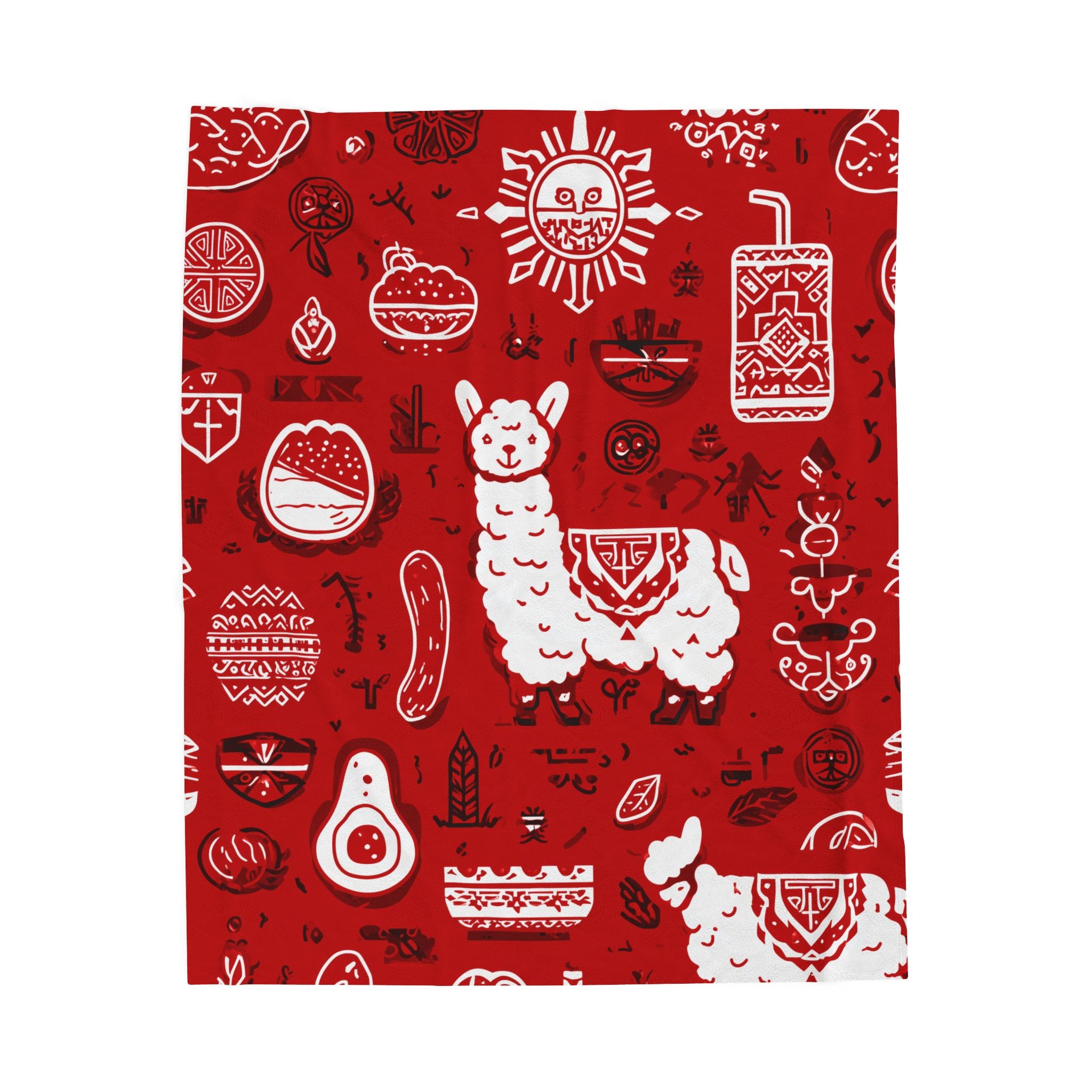 Colorful Llama Peruvian Cusco Plush Blanket, Cozy Home Decor, Unique Gift for Kids, Mexican Fiesta Theme, Perfect for Snuggling