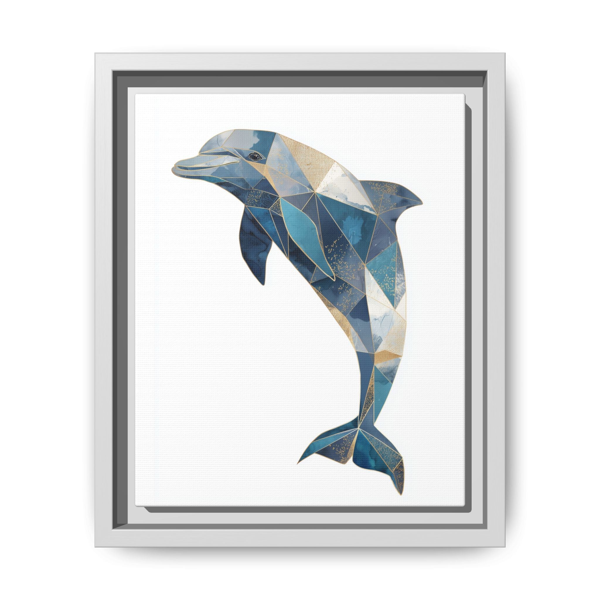 Geometric Dolphin Mosaic Framed Print , Contemporary Marine Art   |  Personalized & Custom Orders Available