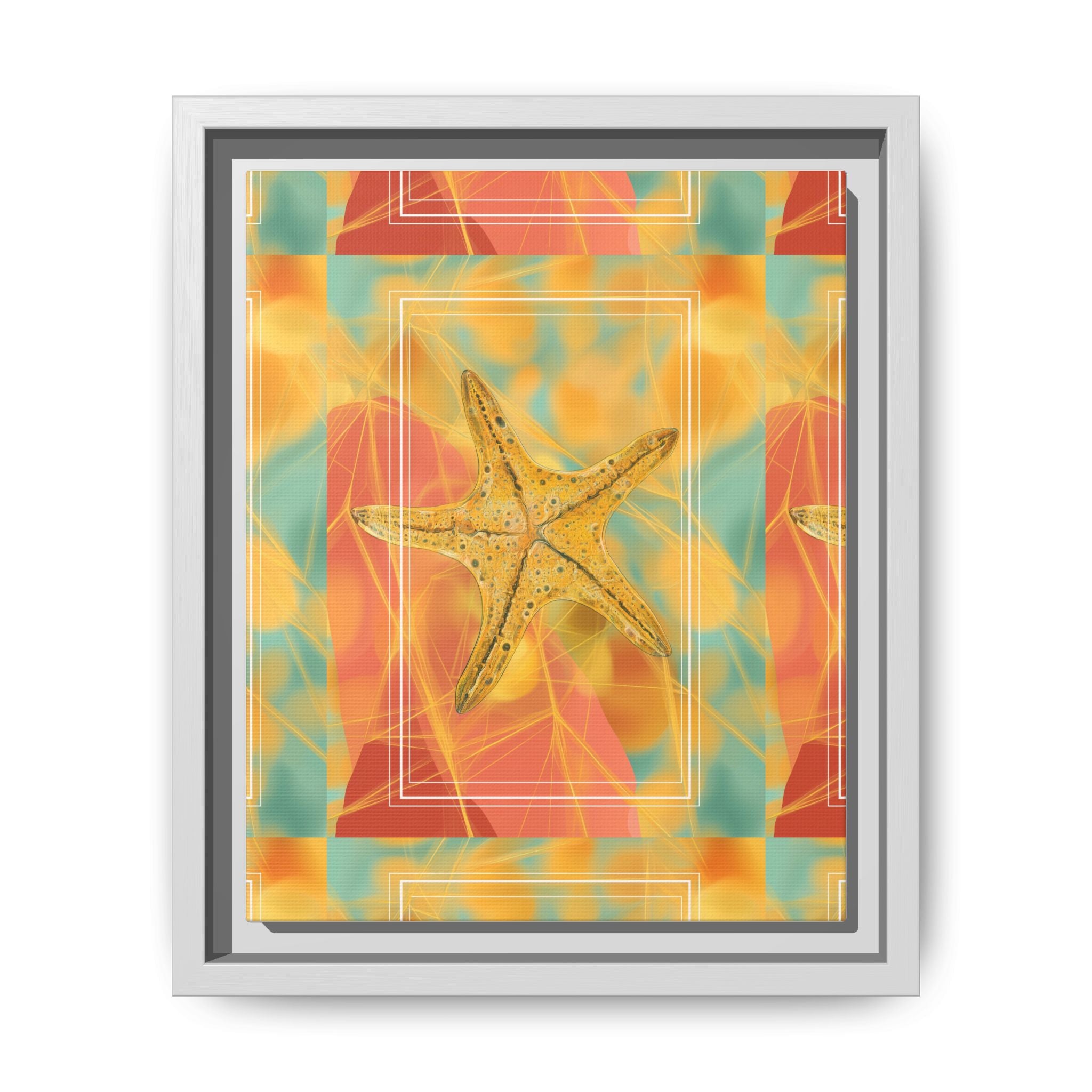 Celestial Starfish: Marine Geometry in Golden Hues, Tropical Oceanic Texture   |    Custom Orders Available