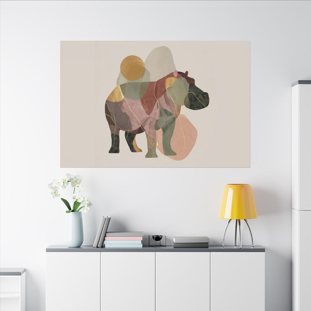 Fragmented Hippo: Geometric Abstraction, Earthy Mosaic Composition   |    Custom Orders Available
