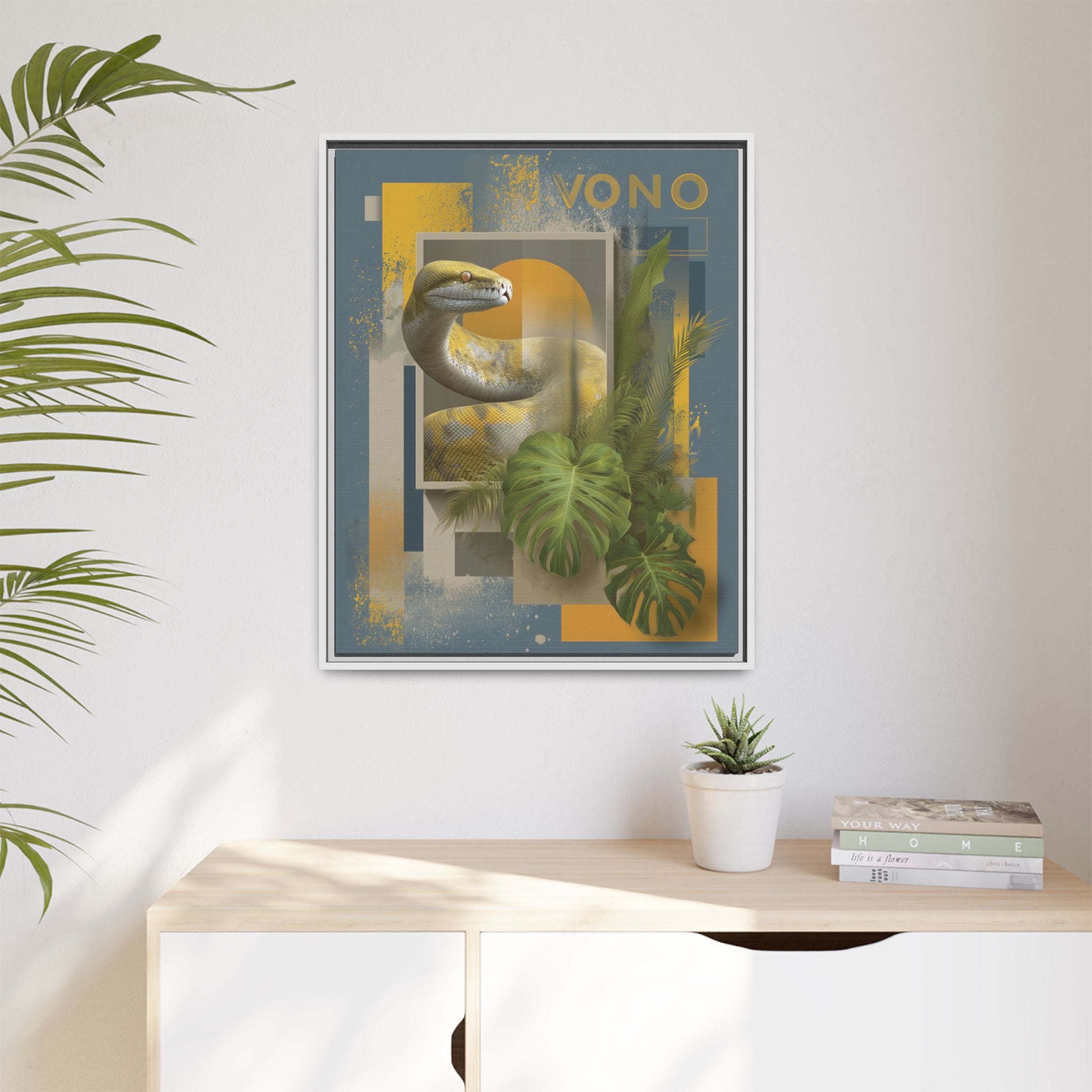 Serpent of Geometric Dimensions: Tropical Vono Design, Abstract Wildlife Art   |  Personalized & Custom Orders Available