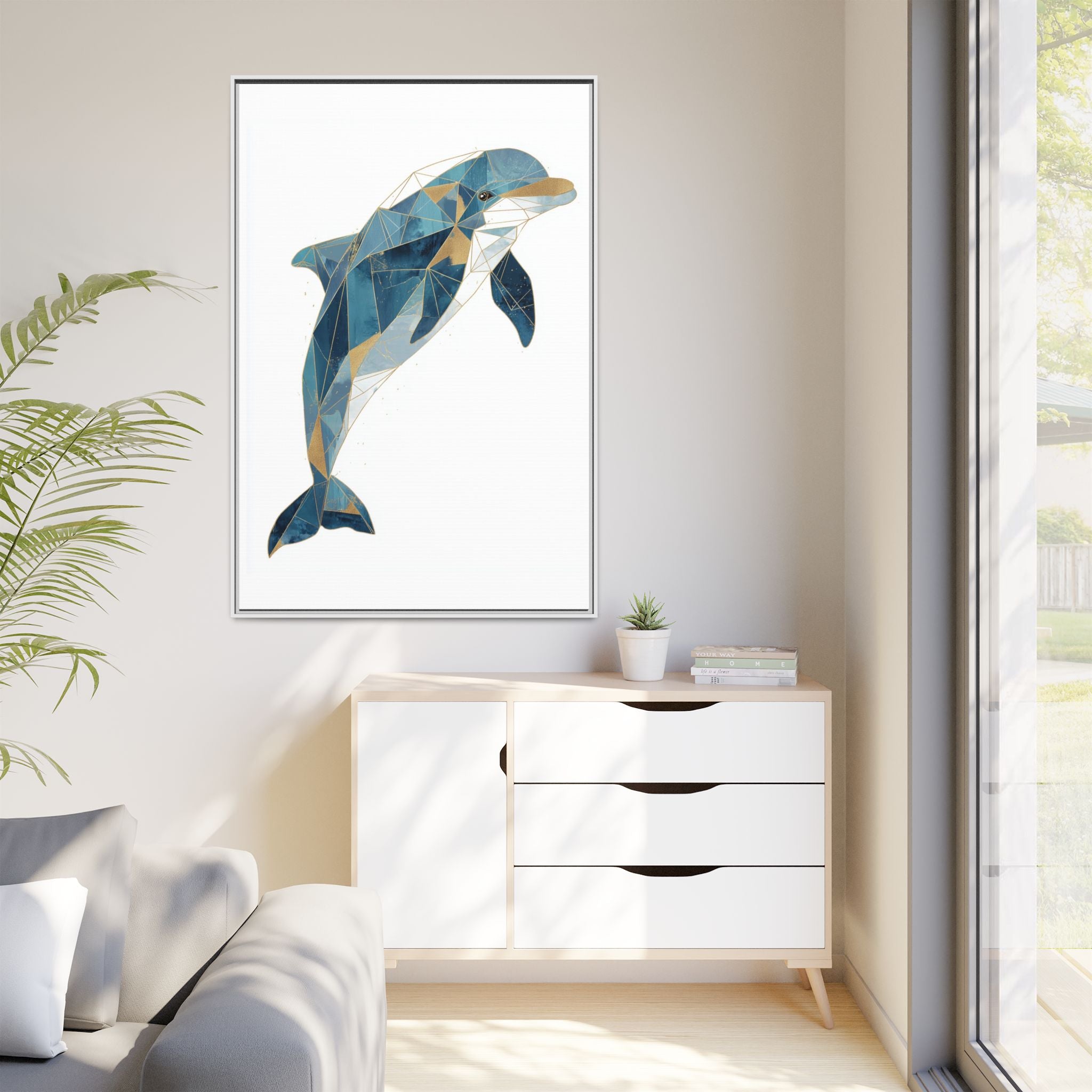 Oceanic Geometry: Dolphin in Blue Polygons, Modern Marine Art   |  Personalized & Custom Orders Available