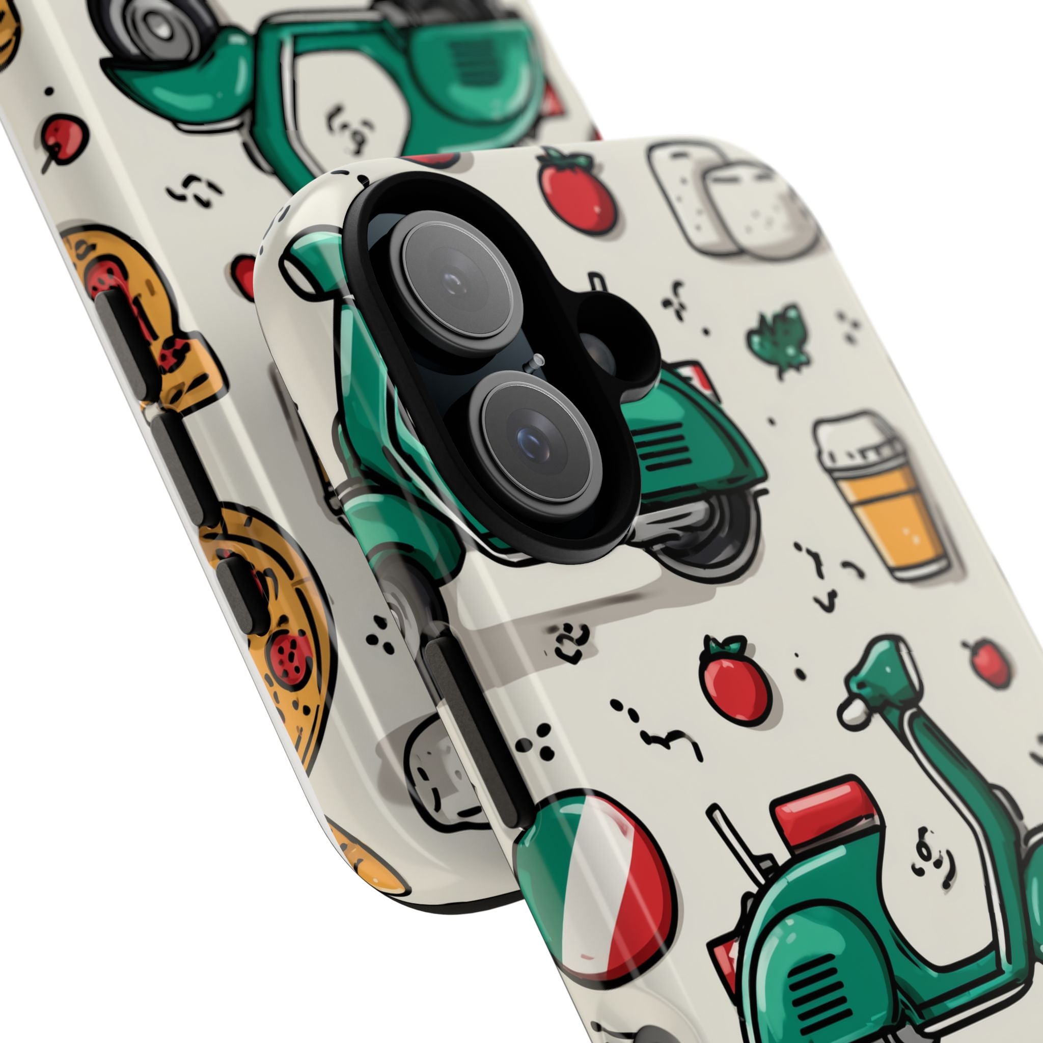 Italy Italian Vespa Colorful iPhone Case, Funky Phone Cover, Unique Cell Phone Accessory, Fun Design for Kids and Teens, Gift for Holidays