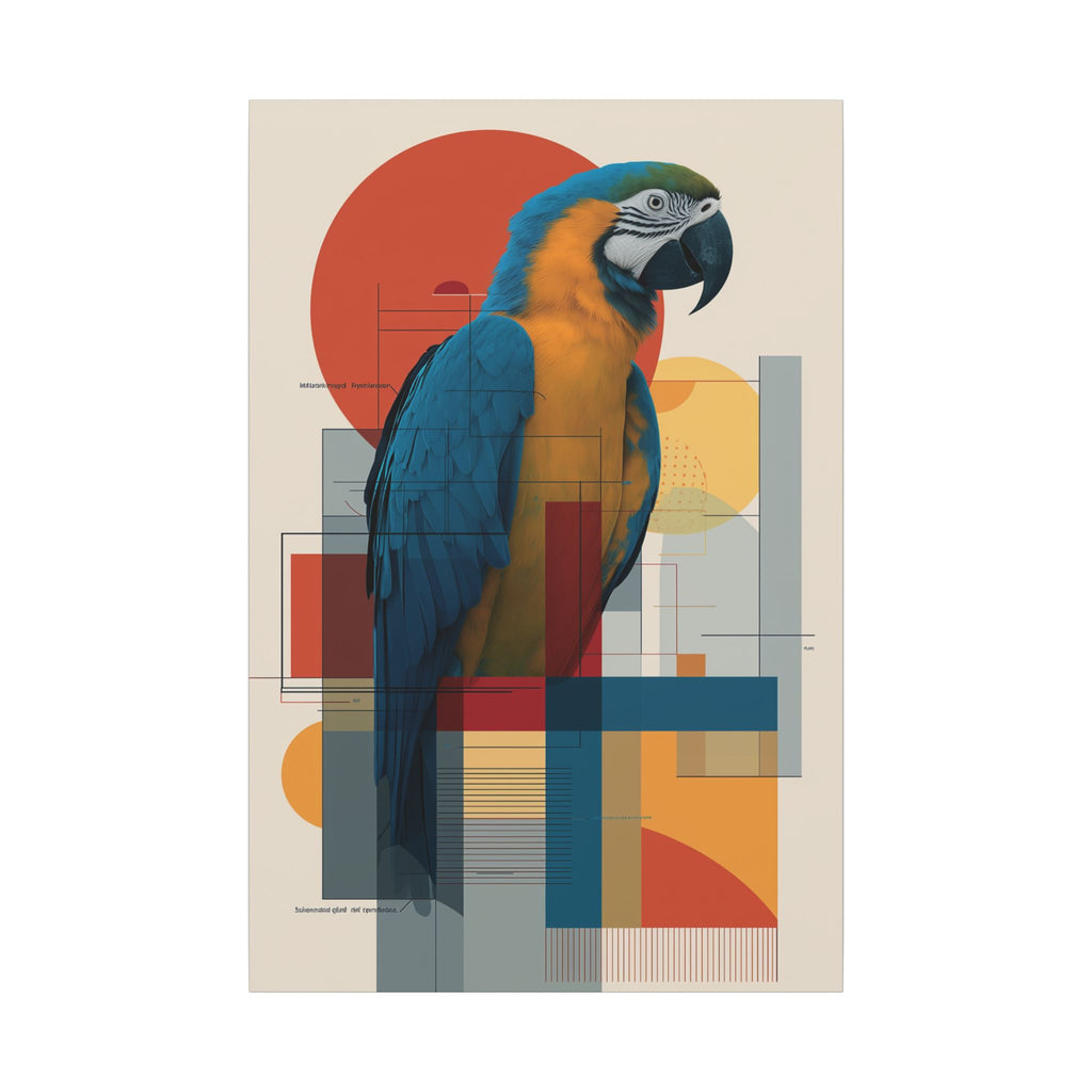 Chromatic Convergence: Macaw in Modernist Geometry, Abstract Avian Portrait   |    Custom Orders Available
