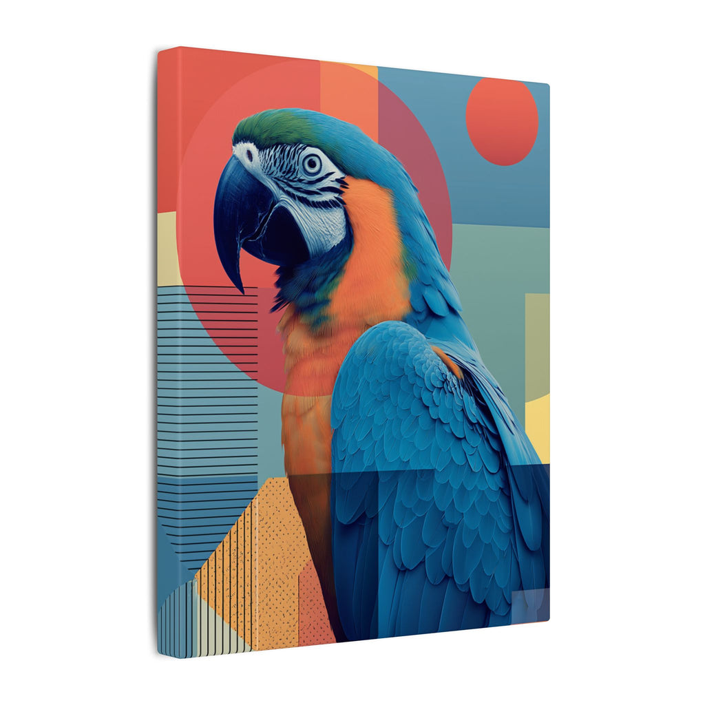 Macaw Mosaic: Mid-Century Modern Bird Portrait, Geometric Abstract Design   |    Custom Orders Available