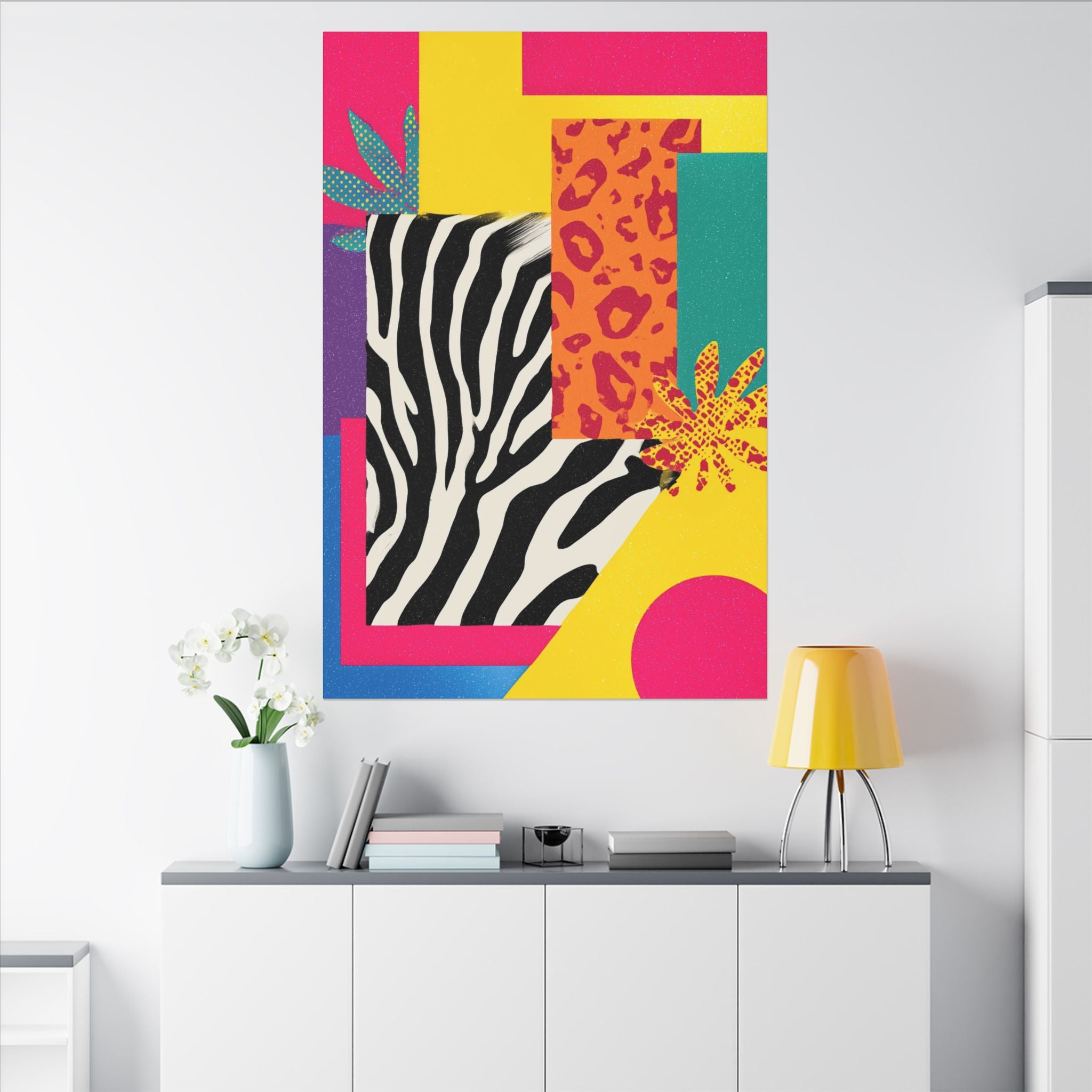 Copy of Pop Geometry: Zebra Leopard Fusion, Geometric Color Block, Modern Abstract Design   |   Custom Orders Accepted
