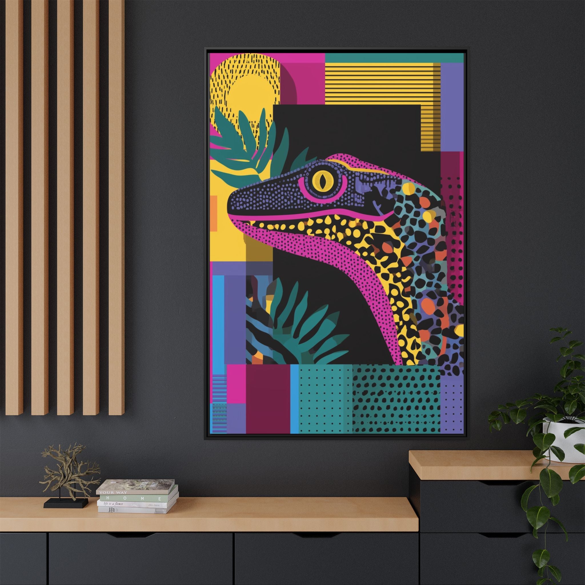 Raptor Kaleidoscope: Pop Art Dinosaur Portrait, Graphic Design Exotic Creature   |  Personalized & Custom Orders Available