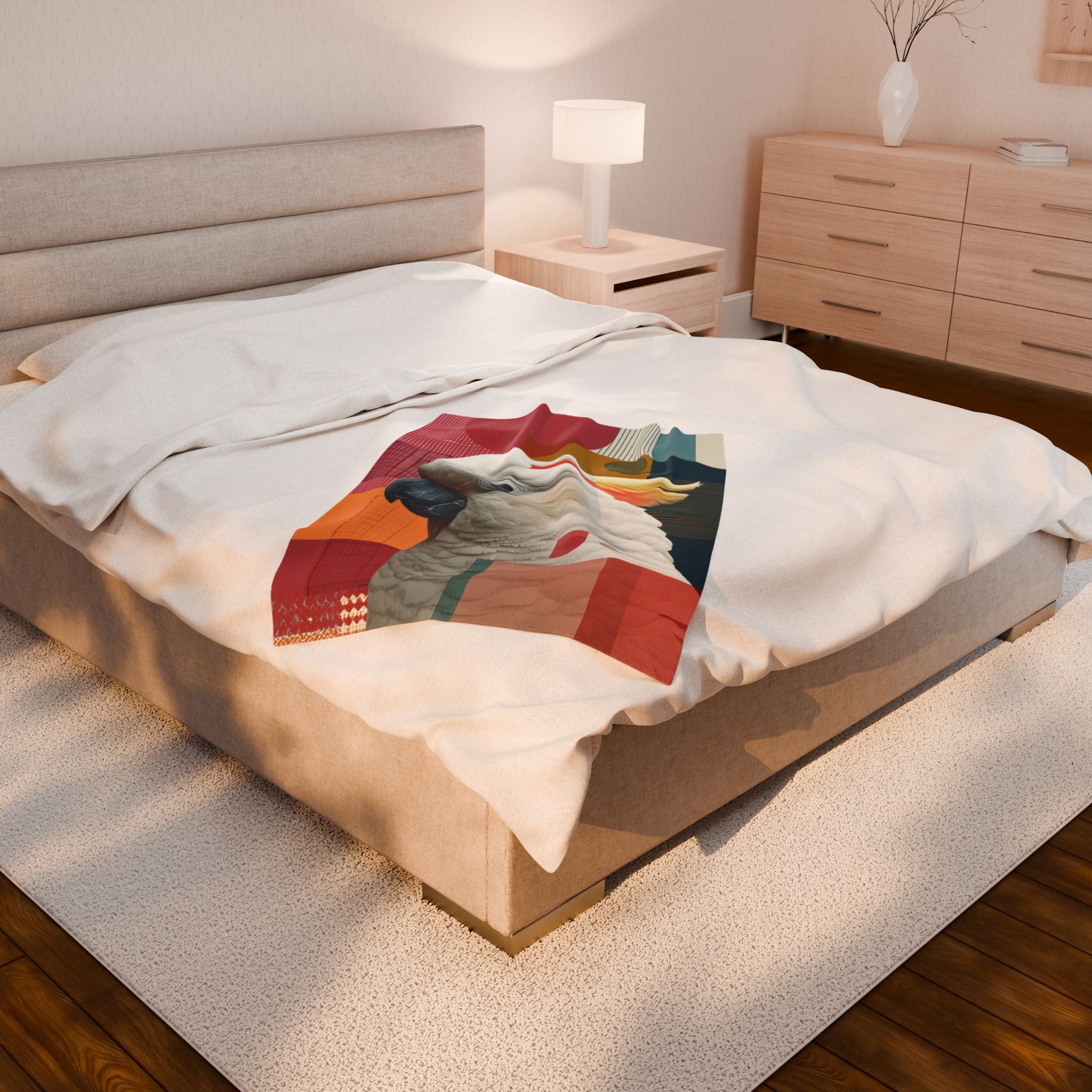 Cockatoo in Geometric Harmony Quilt Cover, Doona Cover, Duvet : Wildlife Art Print, Modern Abstract Decor   |    Custom Orders Available