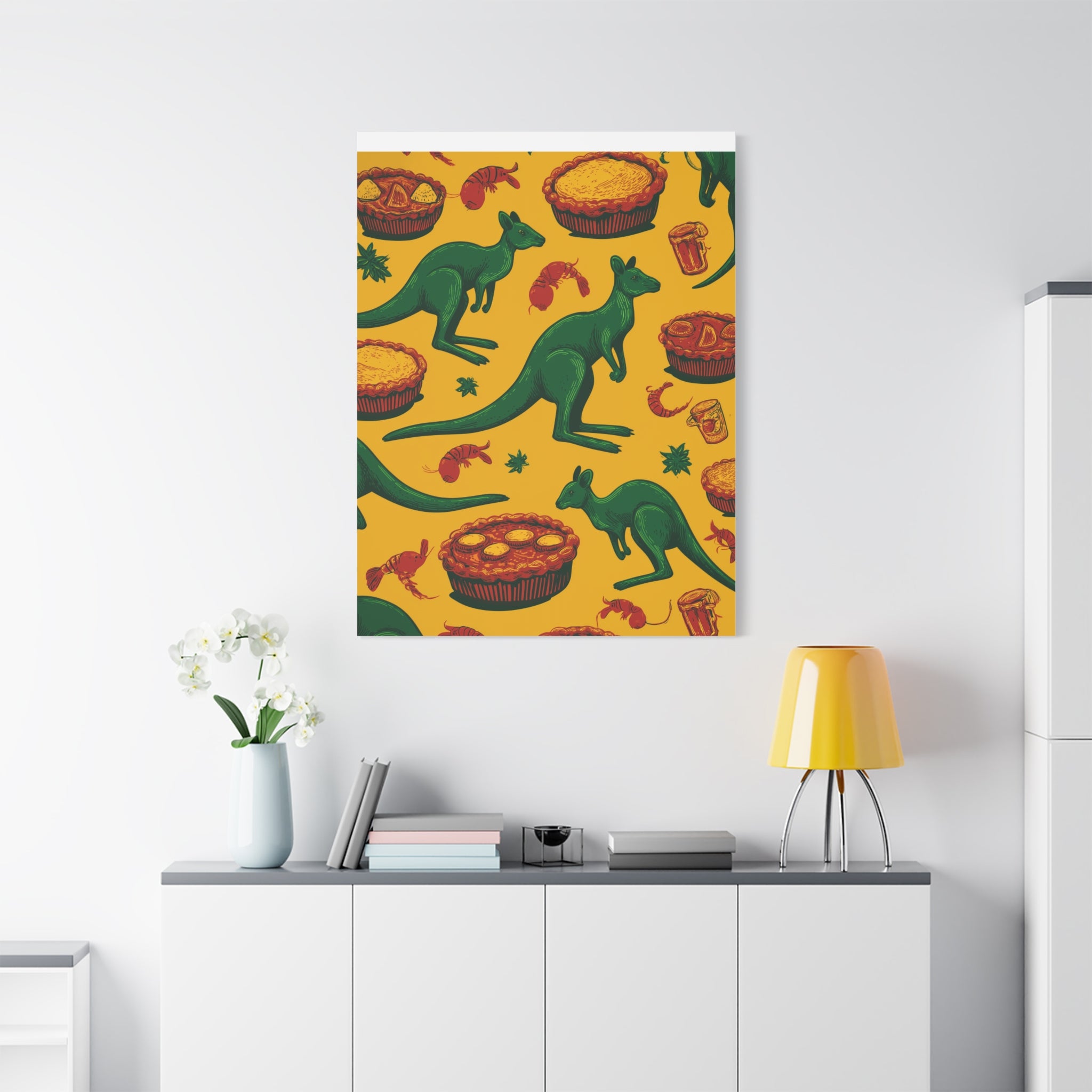 Kangaroo Canvas Wall Art, Vibrant Animal Decor, Unique Gift for Nature Lovers, Fun Kitchen Wall Hanging, Australian Themed Art