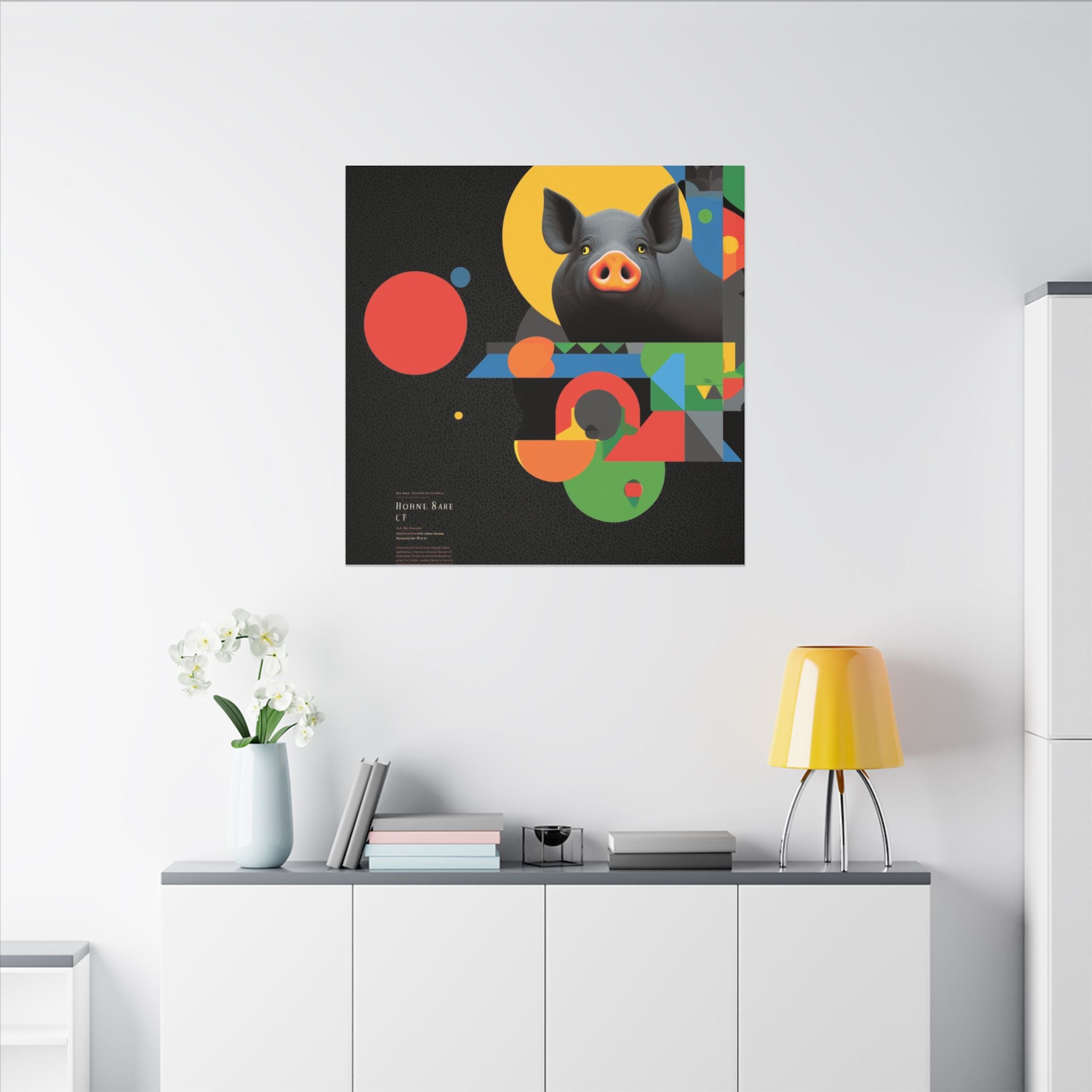 Geometric Pig Odyssey: Abstract Graphic Design Poster, Avant-Garde Animal Art   |    Custom Orders Available