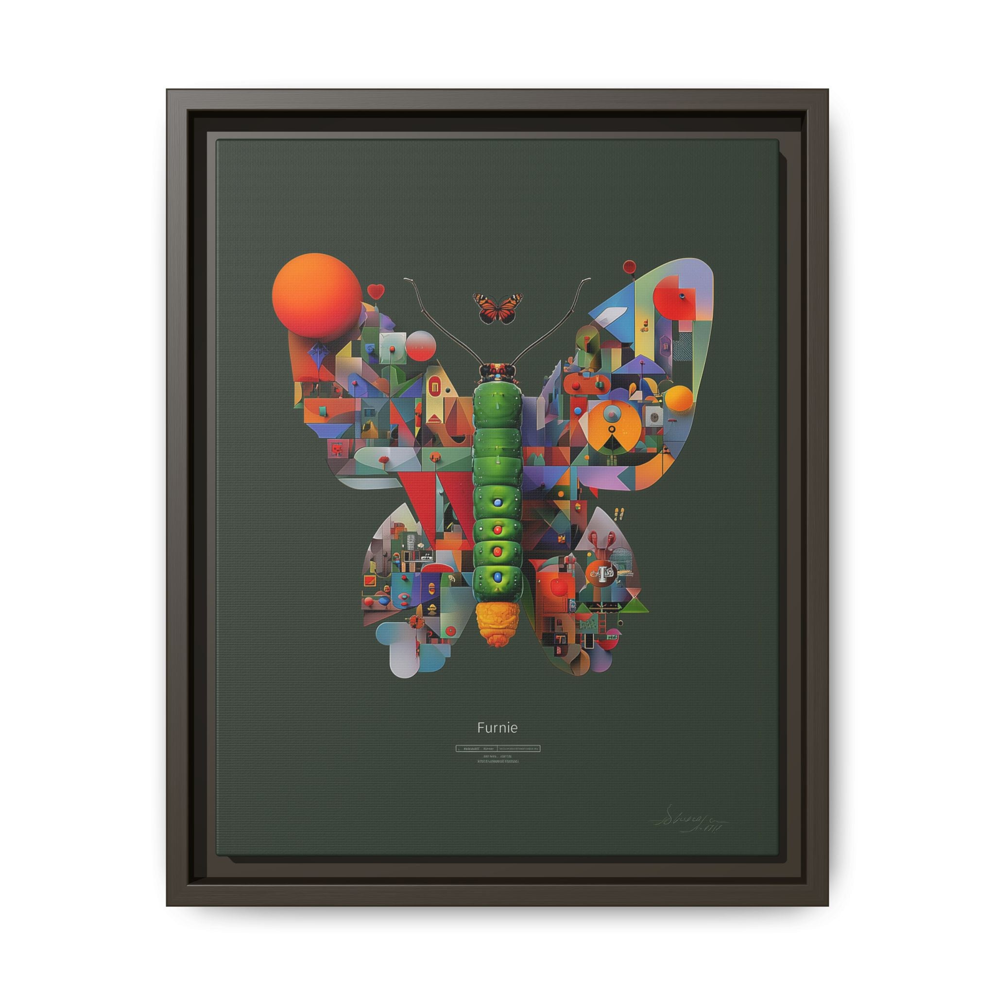 Geometric Metamorphosis Framed Print : Digital Cubist Butterfly, Urban Abstract Composition   |   Custom Orders Available