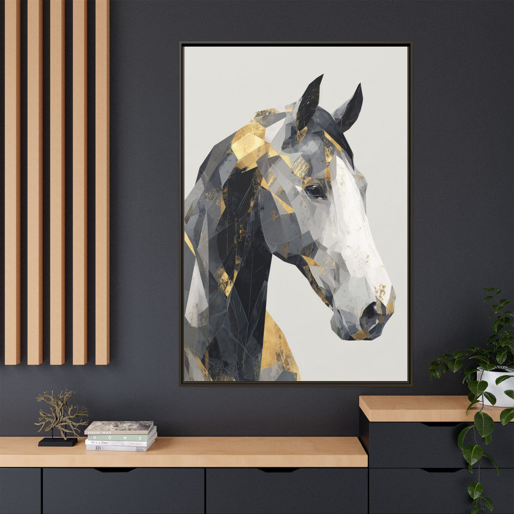 Geometric Stallion: Cubist Equine Art, Modern Metallic Polygonal Design   |  Personalized & Custom Orders Available