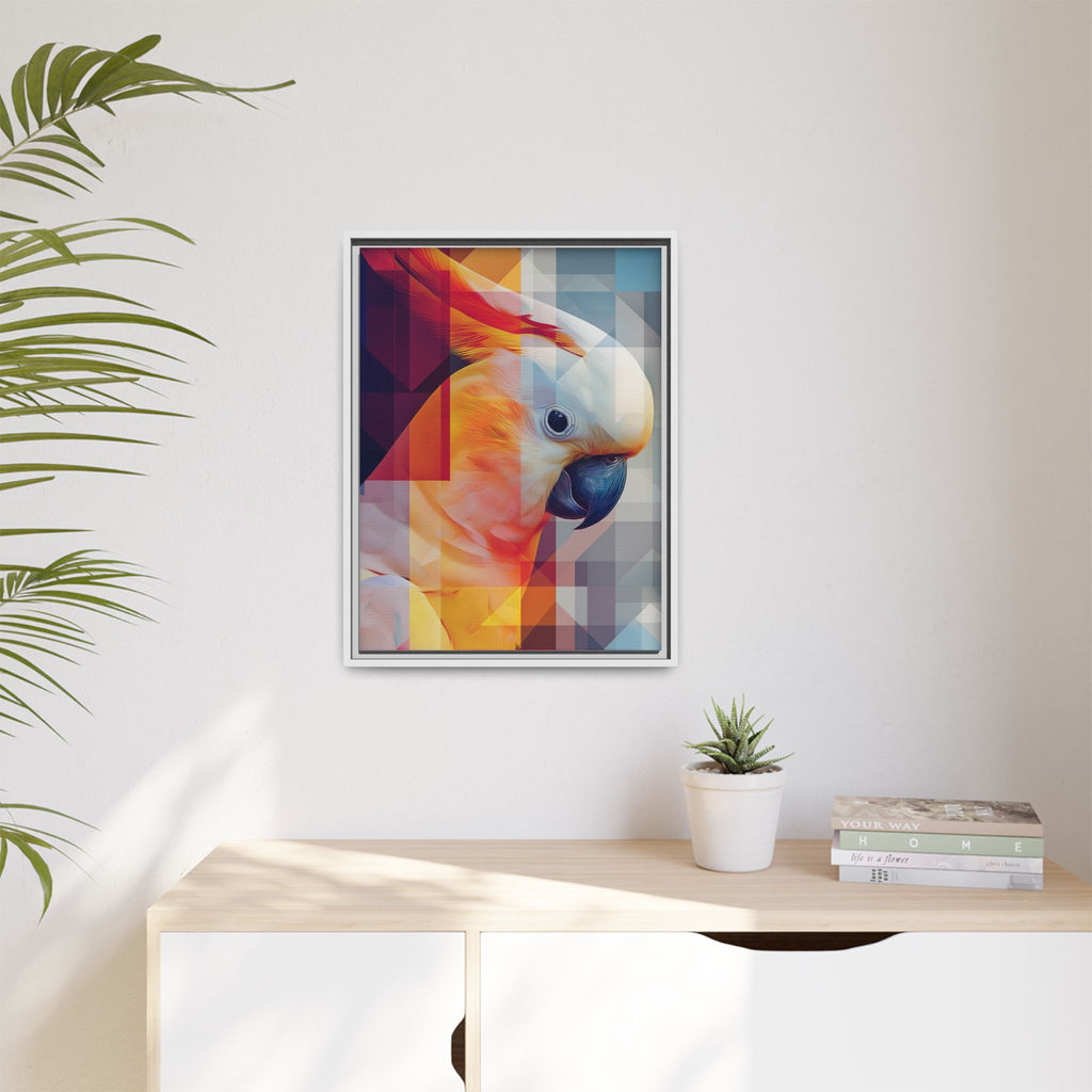 Prismatic Cockatoo Framed Print: Geometric Portrait, Digital Mosaic Artwork   |  Personalized & Custom Orders Available
