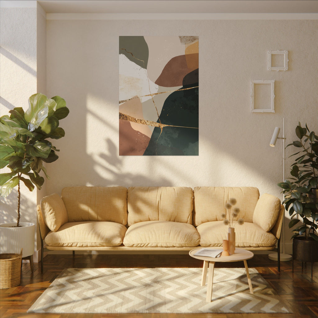 Canvas Print, Abstract Earthy Gold Wall Art, Modern Designer Home Decor, Stretched Matte Canvas; Thick, Multi-Size, Office Decor