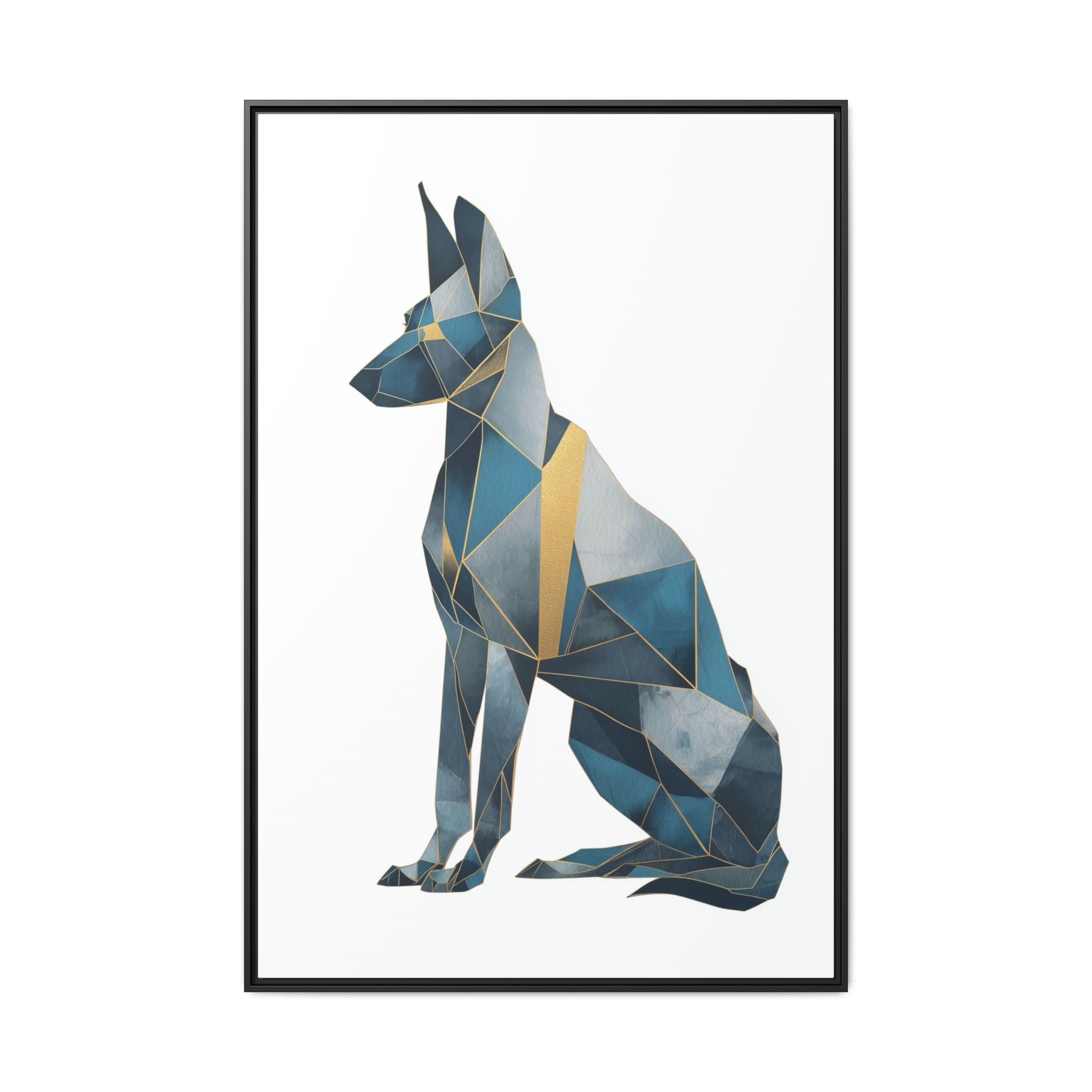 Geometric Canine Mosaic: Fractured Blue Shepherd, Modern Polygonal Art   |  Personalized & Custom Orders Available