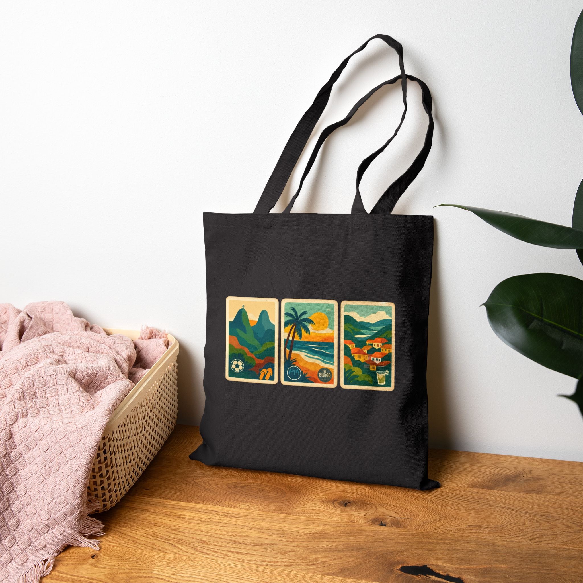 Cotton Canvas Tote Bag - Brazil Holiday Graphics, Rio De Janeiro, Christo Rey, Copacobana