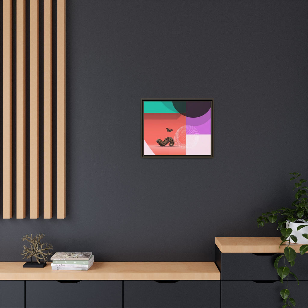 Striped Caterpillar and Butterfly Framed Print , Mid-Century Modern Color Blocks   |  Personalized & Custom Orders Available