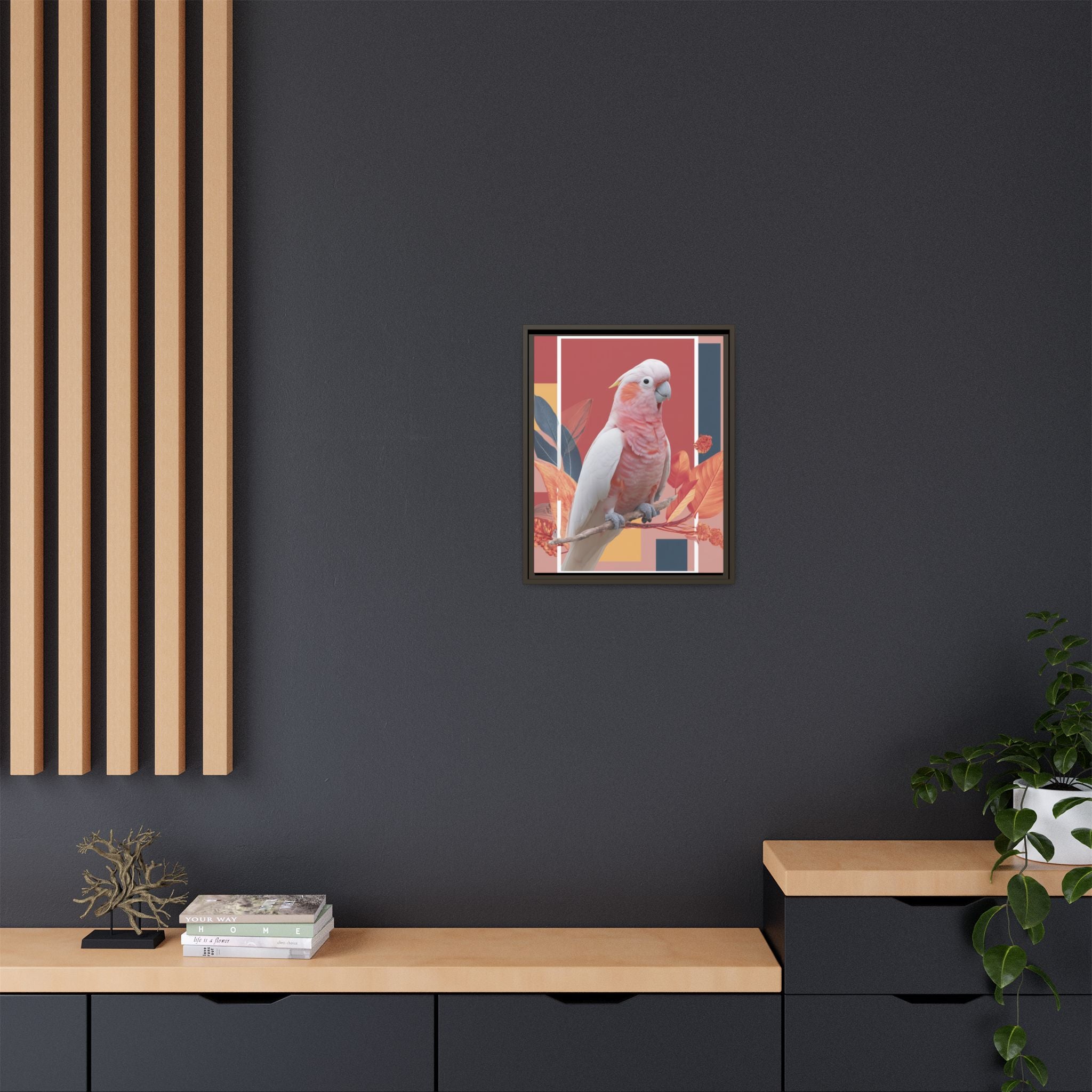 Framed Print: Cockatoo in Contemporary Geometric Style, Modern Avian Art Collection   |  Personalized & Custom Orders Available