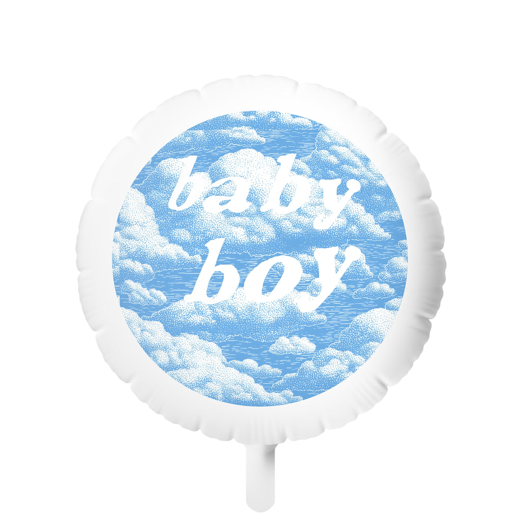 Baby Boy Blue Cloud Mylar Balloon — Helium Round Party Balloon