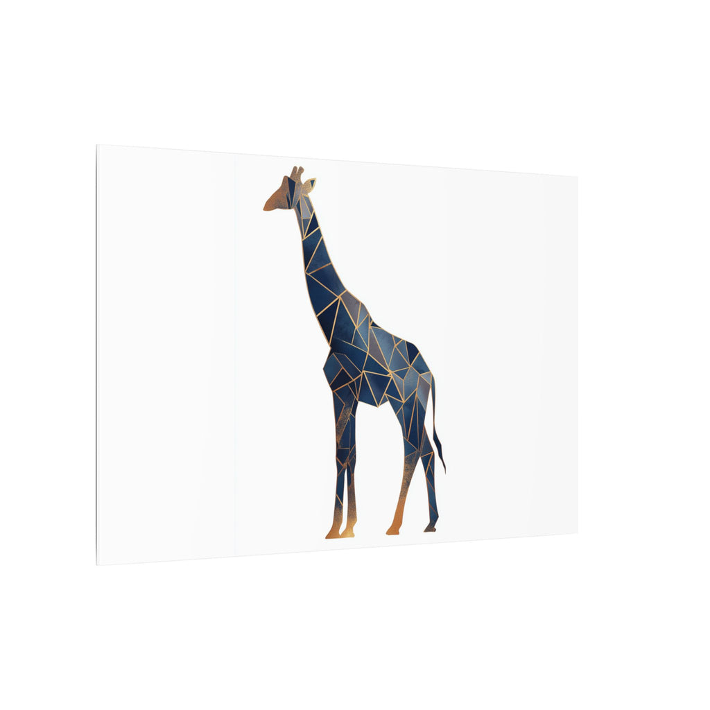 Prismatic Giraffe: Geometric Wildlife Art, Modern Mosaic Deconstruction, Angular Blue and Bronze Composition   |  Personalized & Custom
