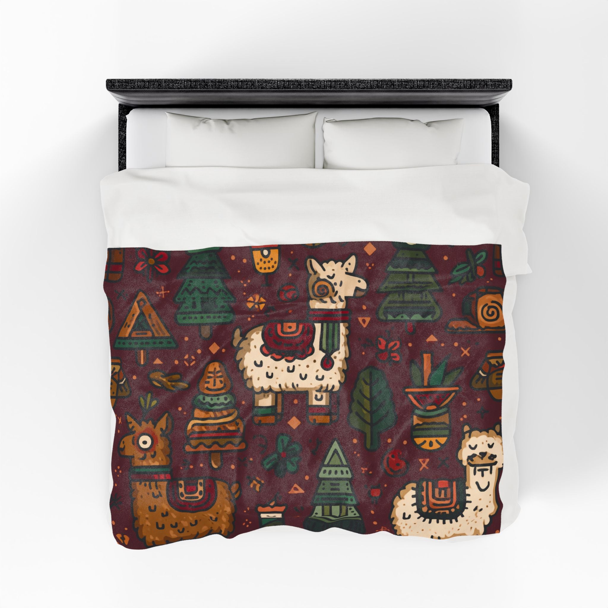 Colorful Llama Peruvian Cusco Plush Blanket, Cozy Home Decor, Unique Gift for Kids, Mexican Fiesta Theme, Perfect for Snuggling