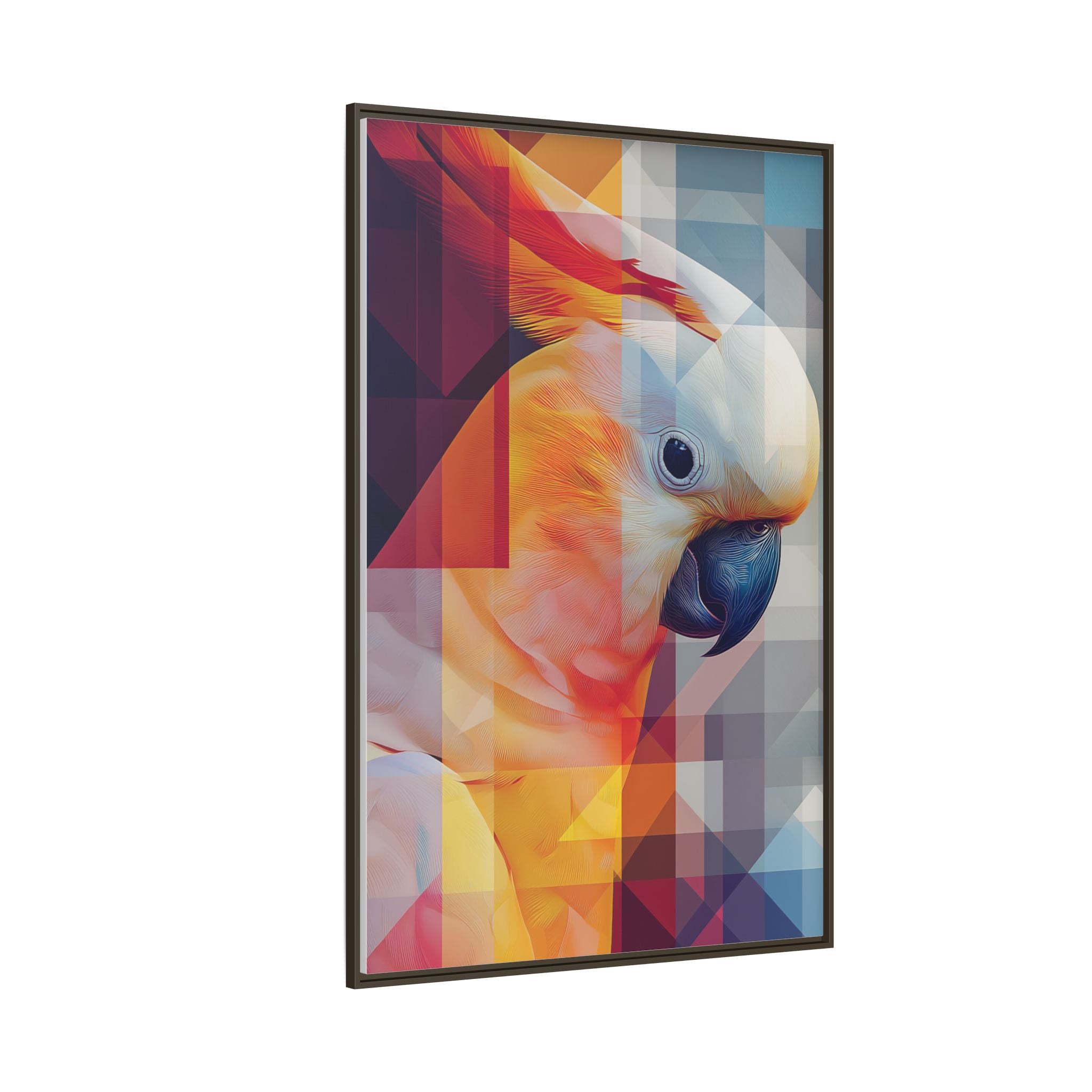 Prismatic Cockatoo Framed Print: Geometric Portrait, Digital Mosaic Artwork   |  Personalized & Custom Orders Available