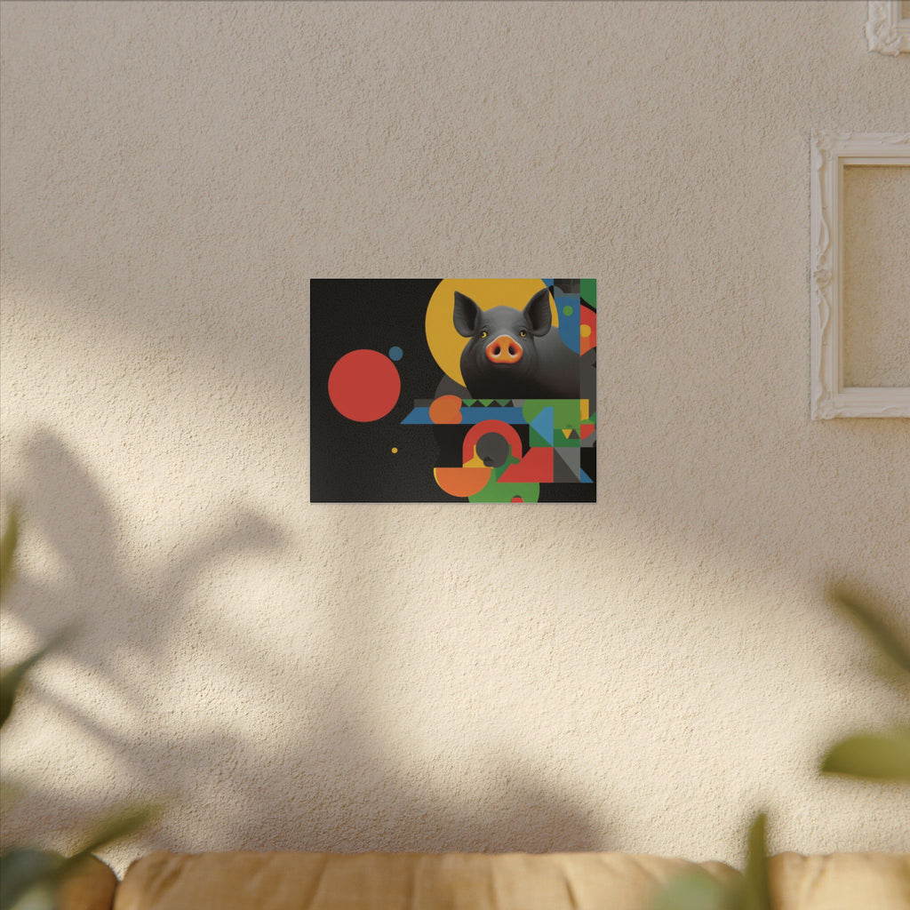 Geometric Pig Odyssey: Abstract Graphic Design Poster, Avant-Garde Animal Art   |    Custom Orders Available