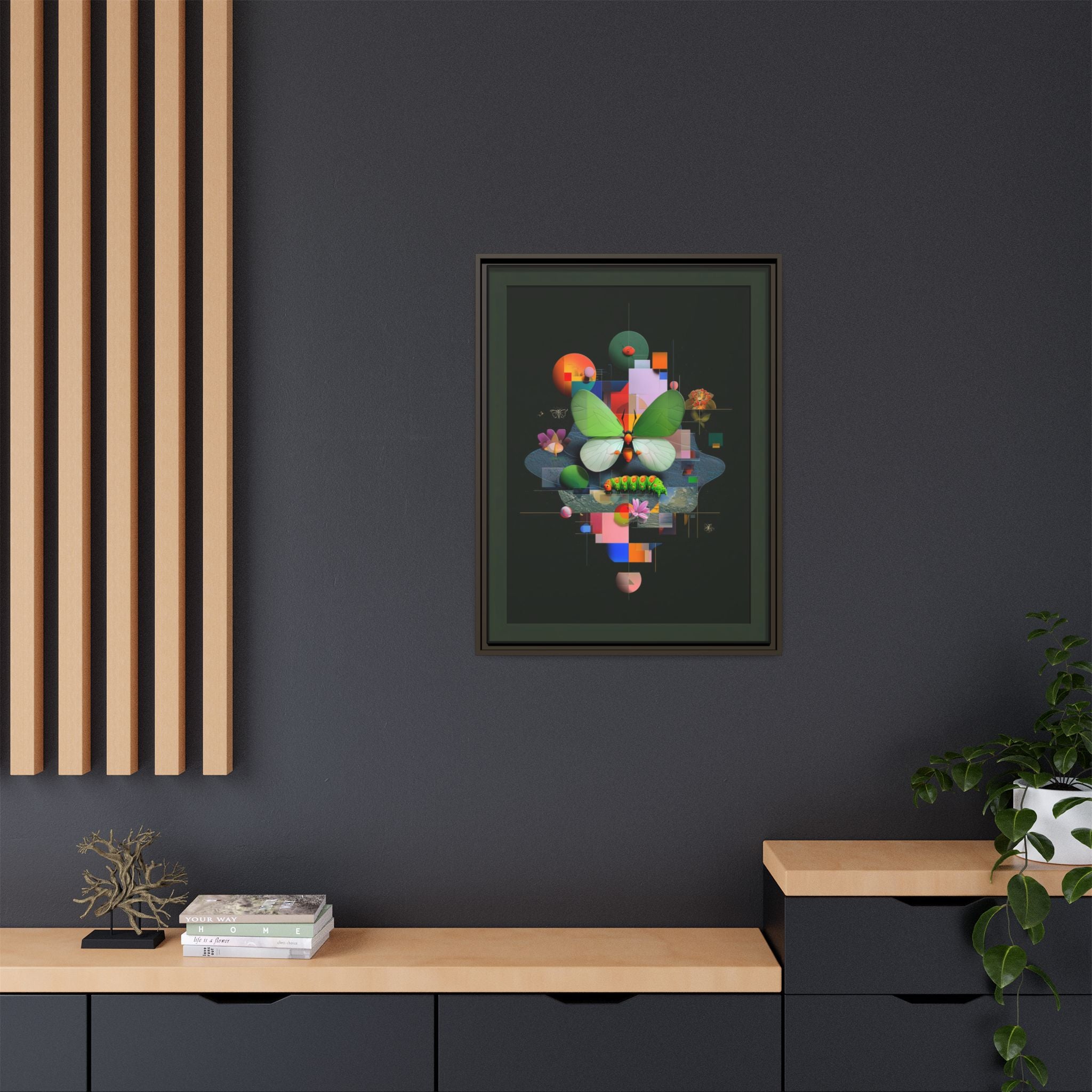 Metamorphosis Geometry Framed Print : Digital Nature Synthesis, Butterfly Abstraction   |  Personalized & Custom Orders Available