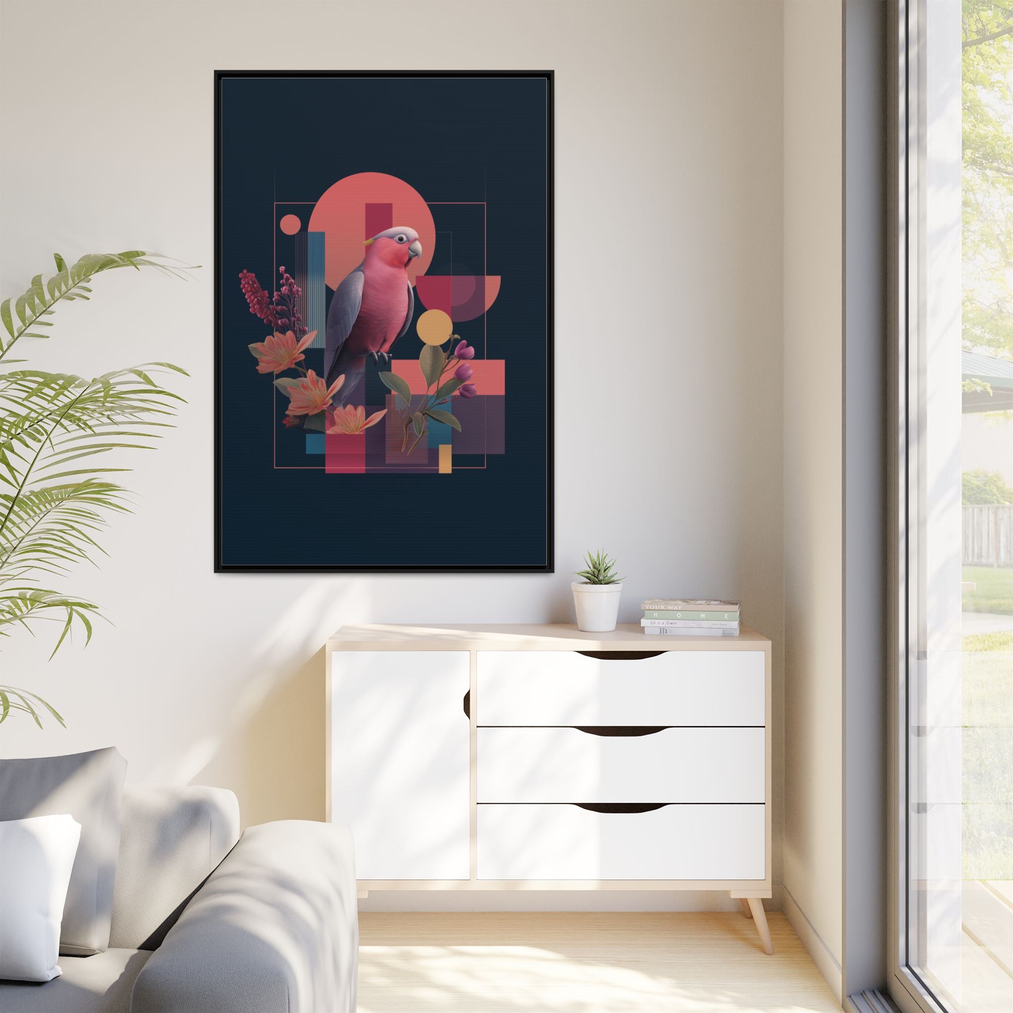 Geometric Rose Galah: Digital Art Deco, Retro-Futuristic Parrot Composition   |    Custom Orders Available