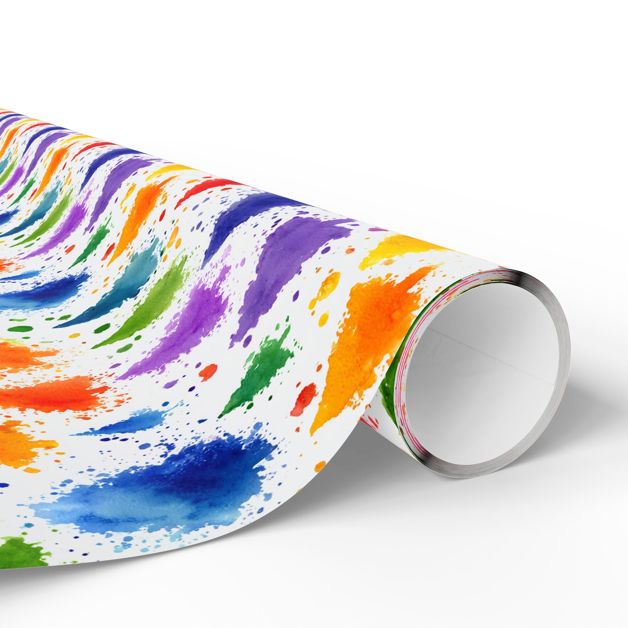 Wrapping Paper Roll — Colorful Paint Splash Gift Wrap for Birthdays & Celebrations