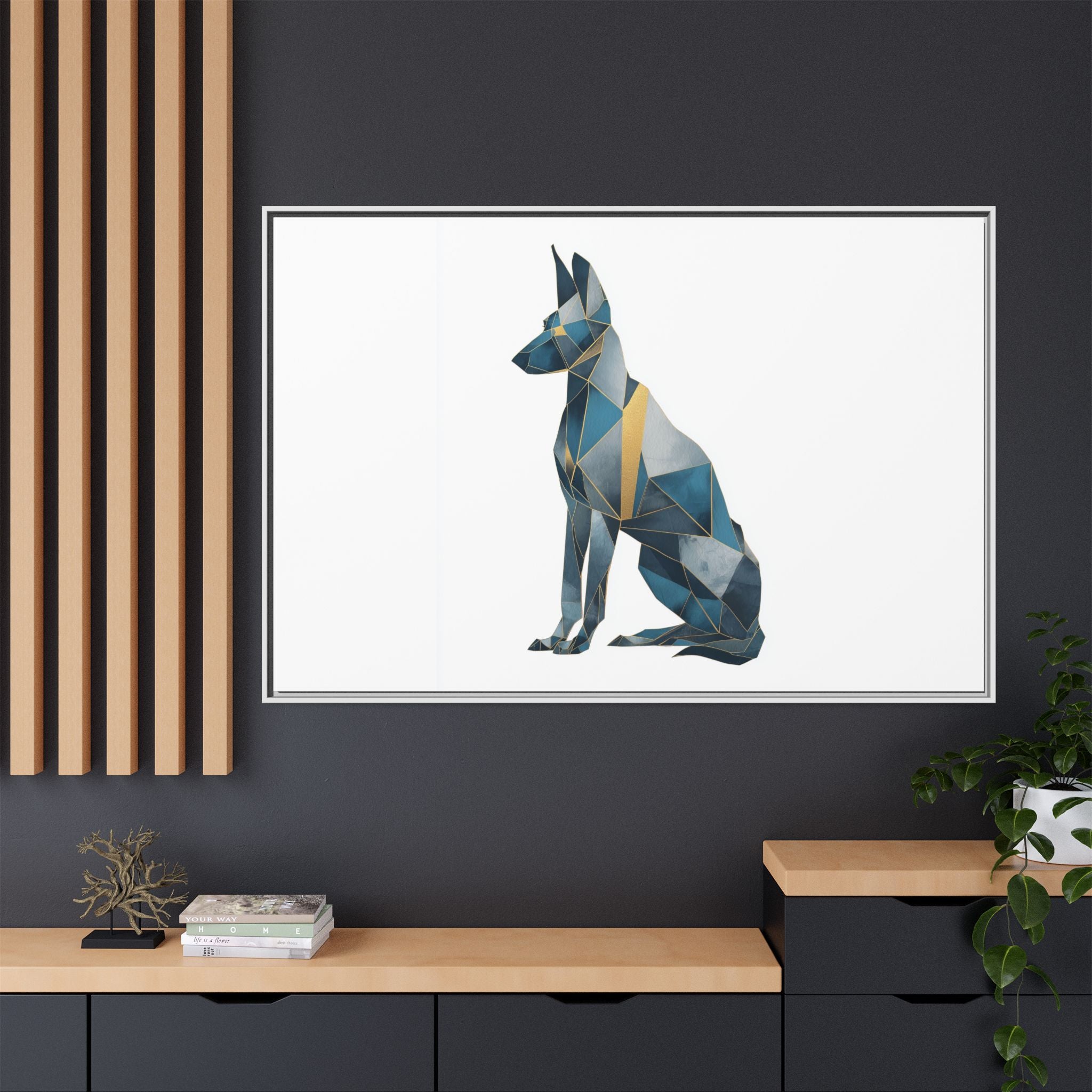 Geometric Canine Mosaic: Fractured Blue Shepherd, Modern Polygonal Art   |  Personalized & Custom Orders Available