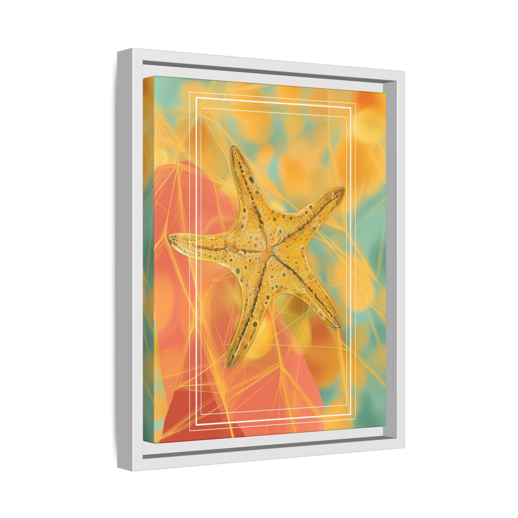 Celestial Starfish: Marine Geometry in Golden Hues, Tropical Oceanic Texture   |    Custom Orders Available