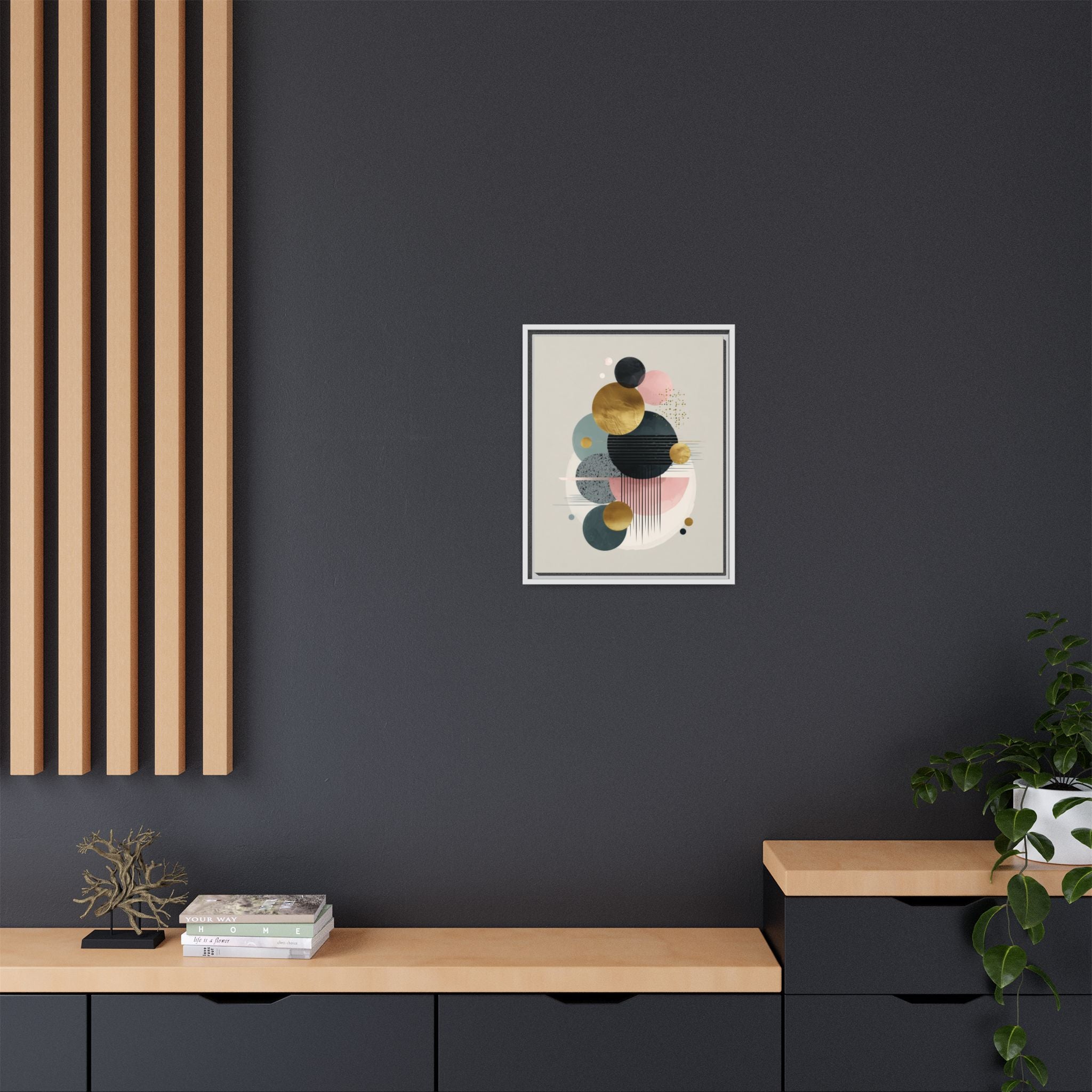 Geometric Harmony: Intersecting Circles, Mid-Century Modern Design, Abstract Metallic Composition   |   Custom Orders Accepted