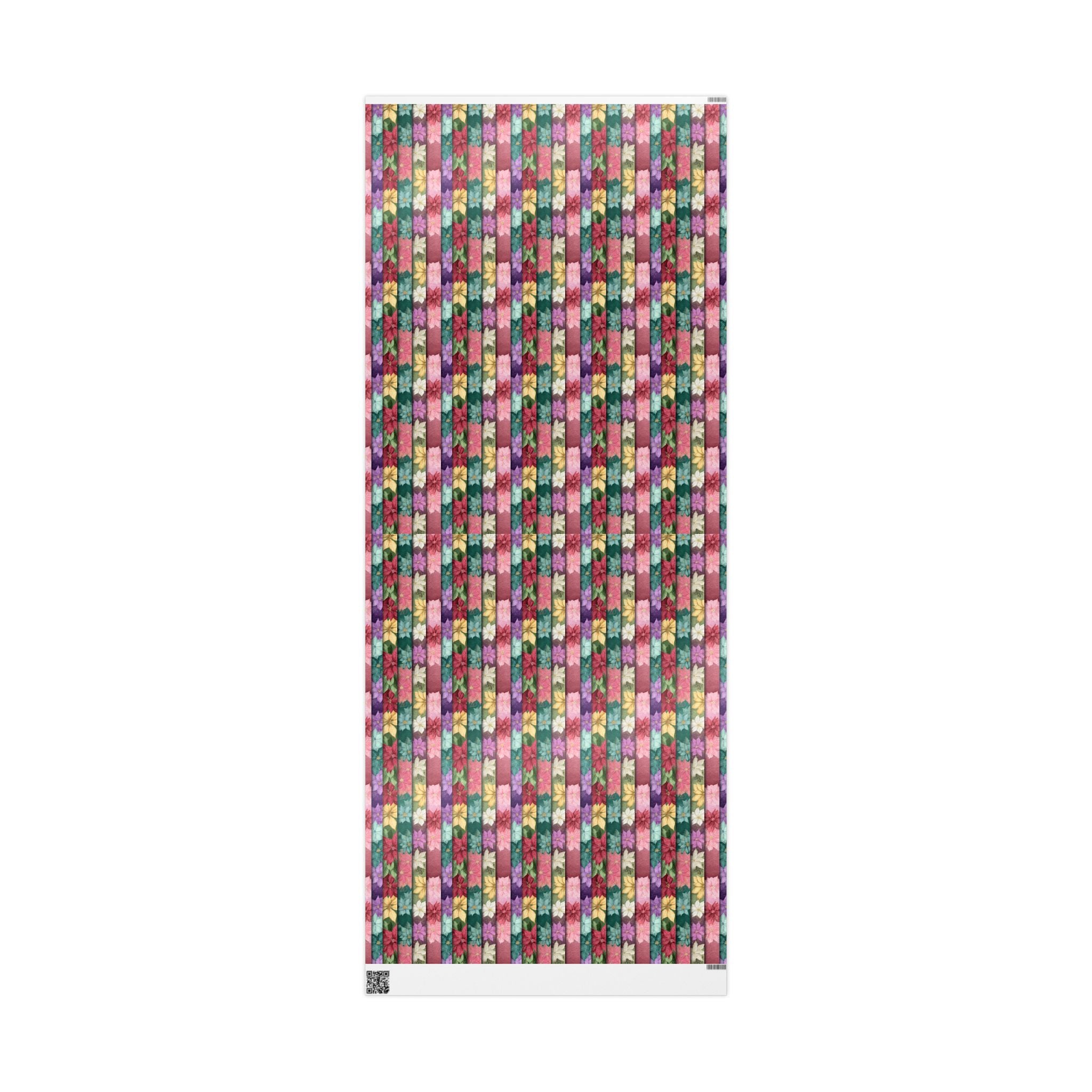 Floral Poinsettia Wrapping Paper — Festive Multicolor Holiday Gift Wrap Roll