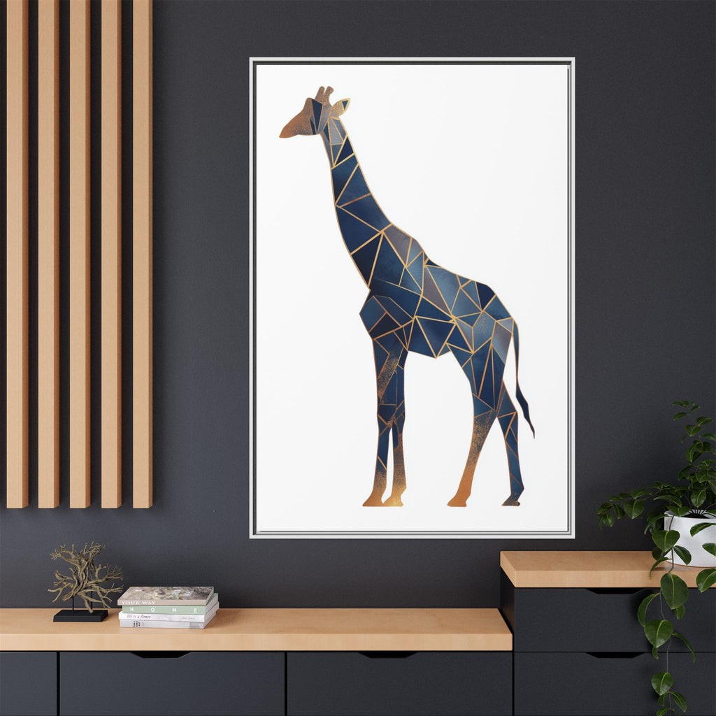 Geometric Giraffe Framed Print : Faceted Blue Mosaic, Modern Wildlife Art   |  Personalized & Custom Orders Available