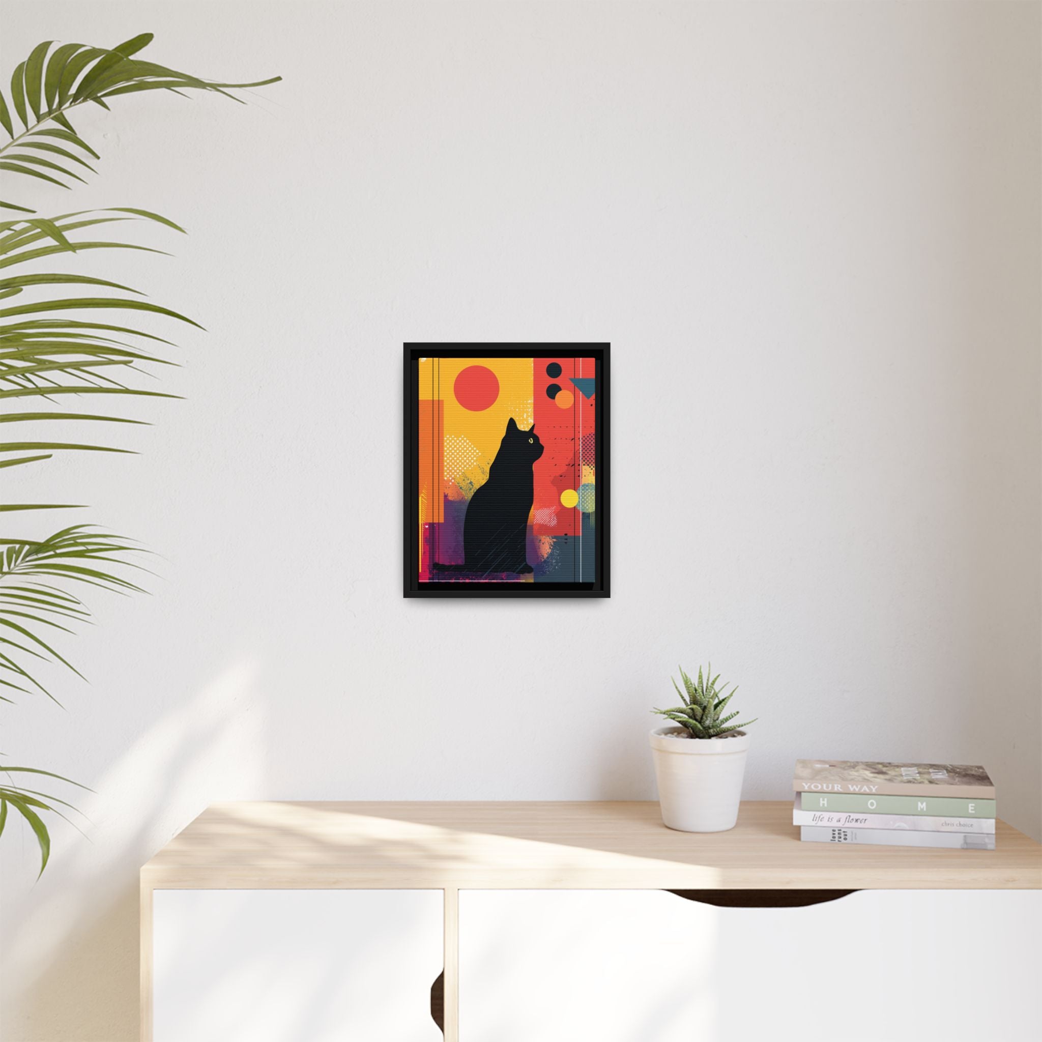 Feline Geometry Framed Print: Abstract Cat Silhouette, Retro Digital Design   |  Personalized & Custom Orders Available