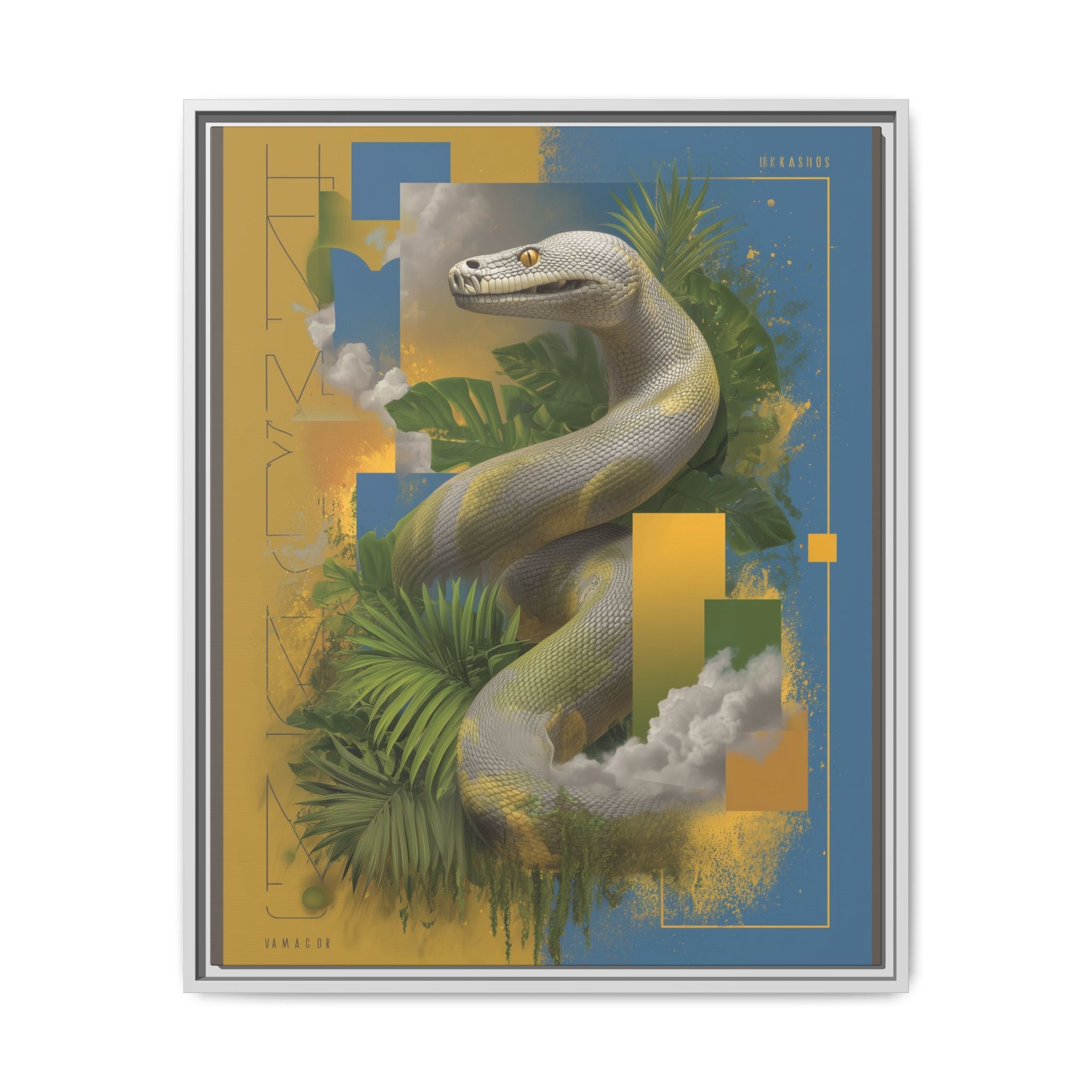 Serpent of Surreal Geometries: Tropical Hyperrealism, Digital Snake Illustration   |    Custom Orders Available