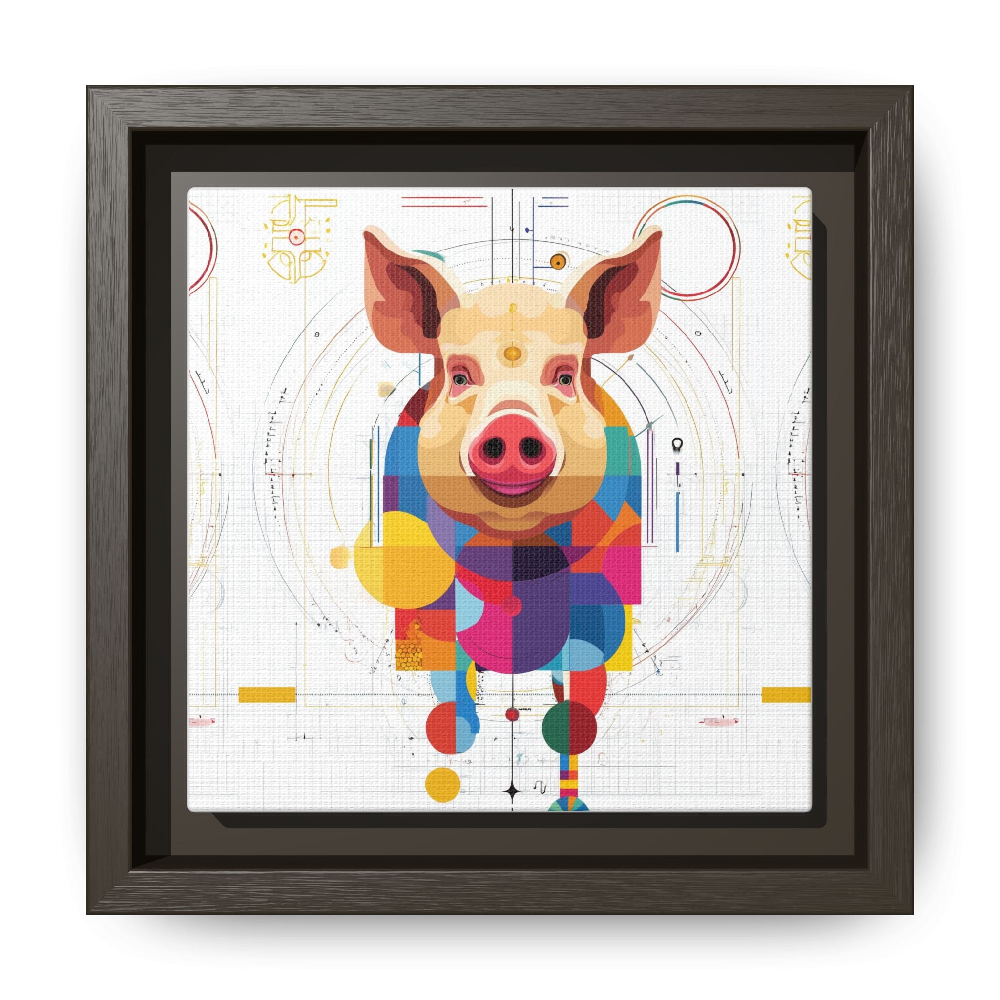 Geometric Pig: Digital Cubist Portrait, Mathematical Animal Abstraction   |    Custom Orders Available
