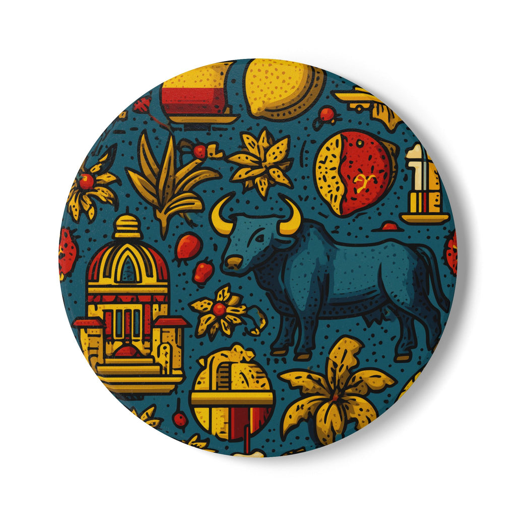 Vibrant Ceramic Coaster, Decorative Drink Coaster, Artistic Home Decor, Unique Gift, Kitchen Accessory, Party Tableware