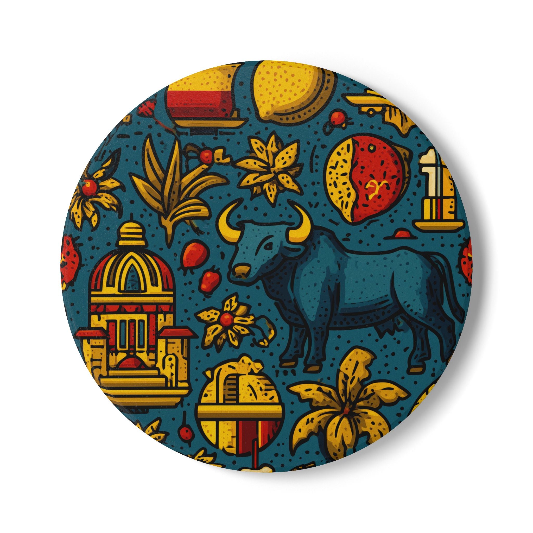 Vibrant Ceramic Coaster, Decorative Drink Coaster, Artistic Home Decor, Unique Gift, Kitchen Accessory, Party Tableware