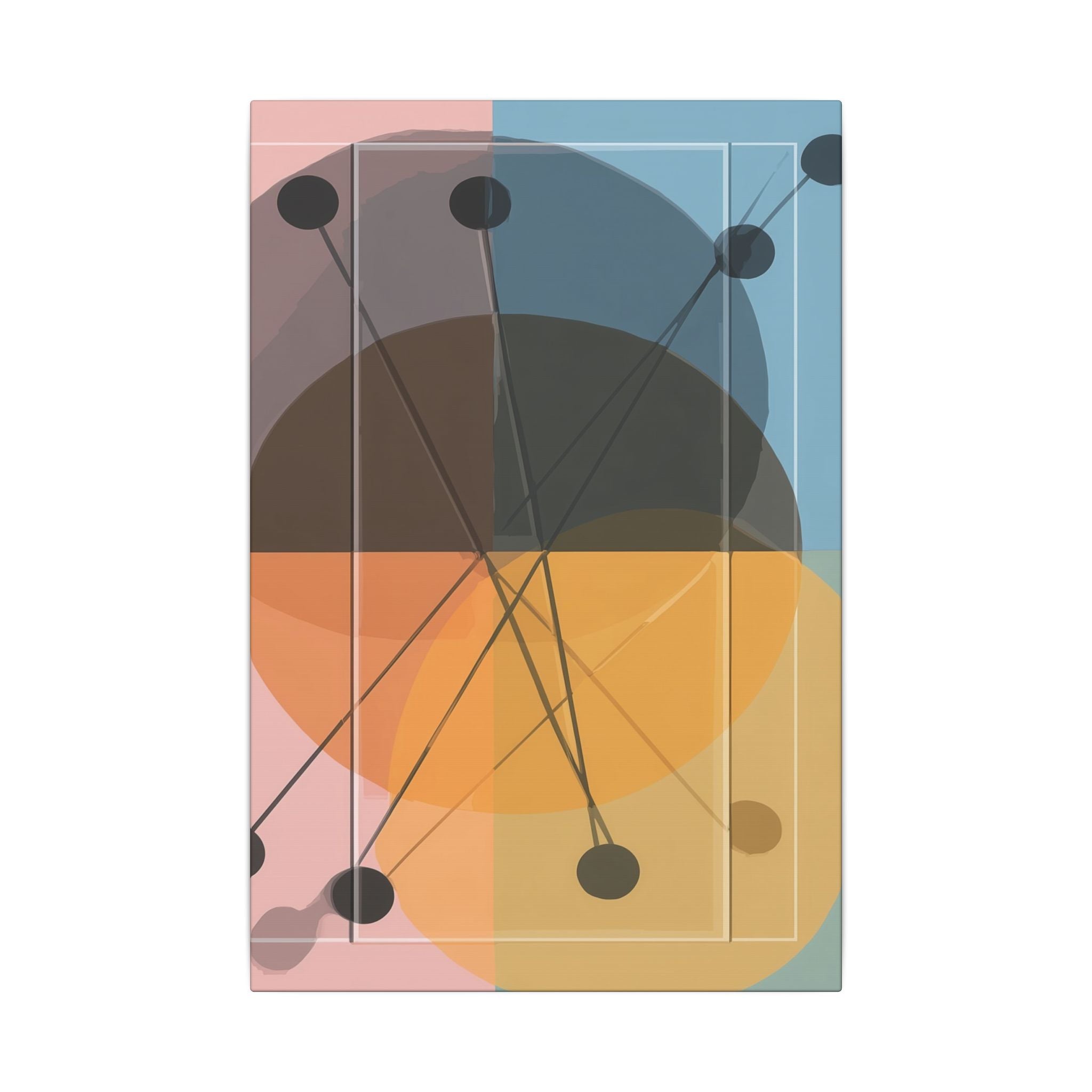 Interconnected Geometries: Pastel Circles in Motion, Mid-Century Modern Design, Abstract Bauhaus Composition   |   Custom Orders Accepted