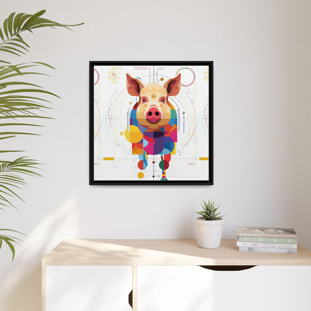 Geometric Pig: Digital Cubist Portrait, Mathematical Animal Abstraction   |    Custom Orders Available