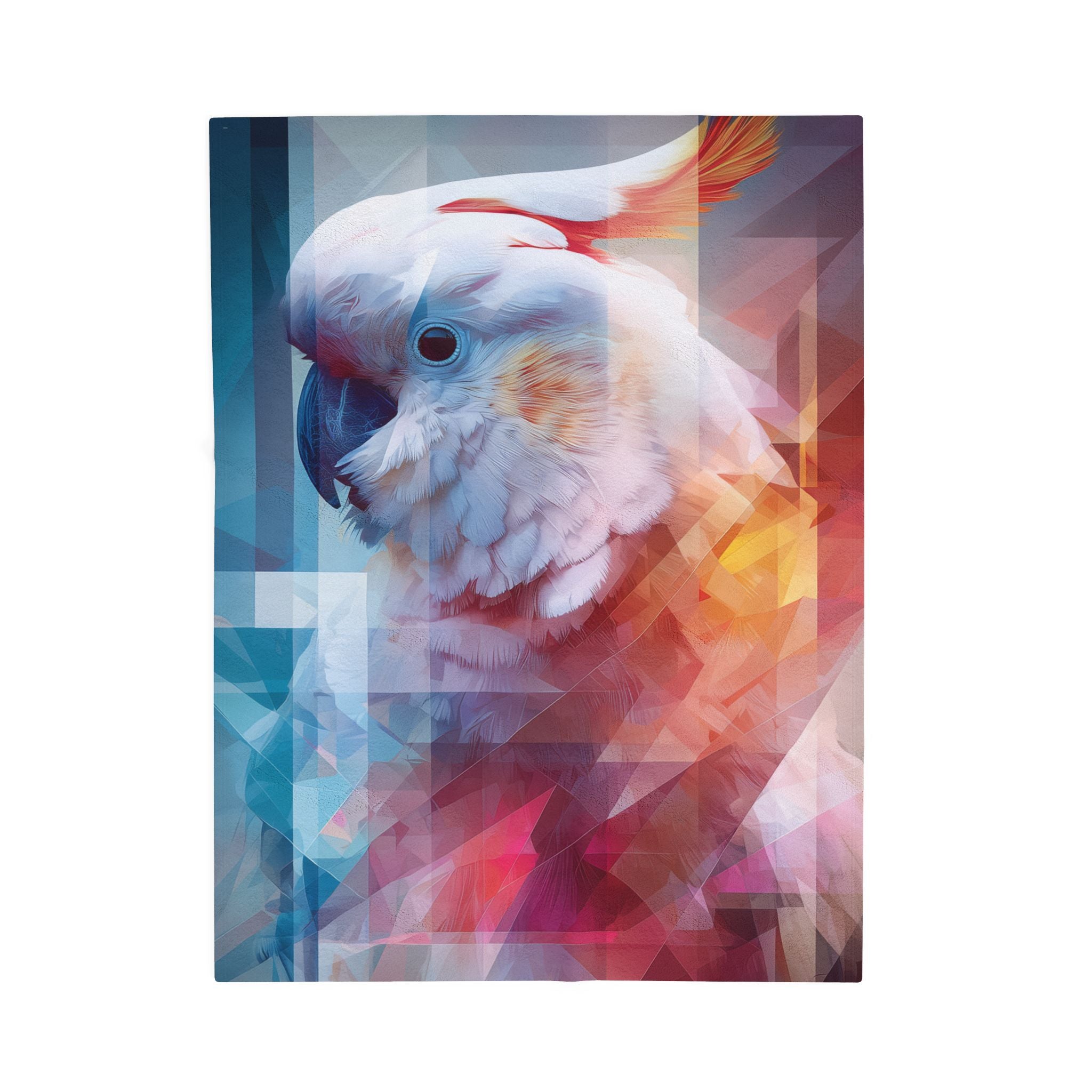 Prismatic Cockatoo Quilt Cover, Doona Cover, Duvet : Geometric Digital Wildlife,  Deconstruction Art   |    Custom Orders Available