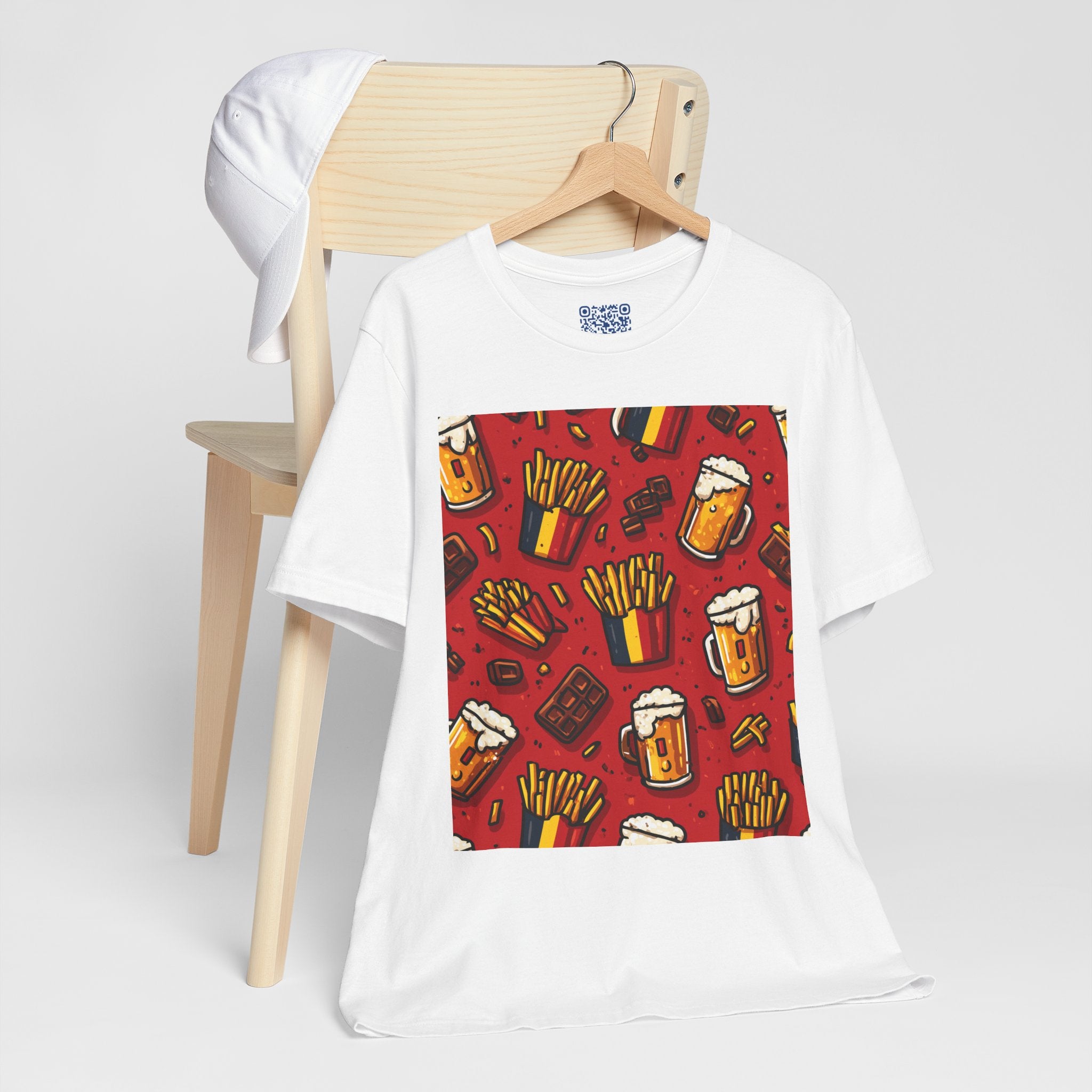 Beer and Fries Tee, Unisex Jersey T-Shirt, Funny Foodie Shirt, Casual Everyday Wear, Perfect for Parties, Gift for Food Lovers