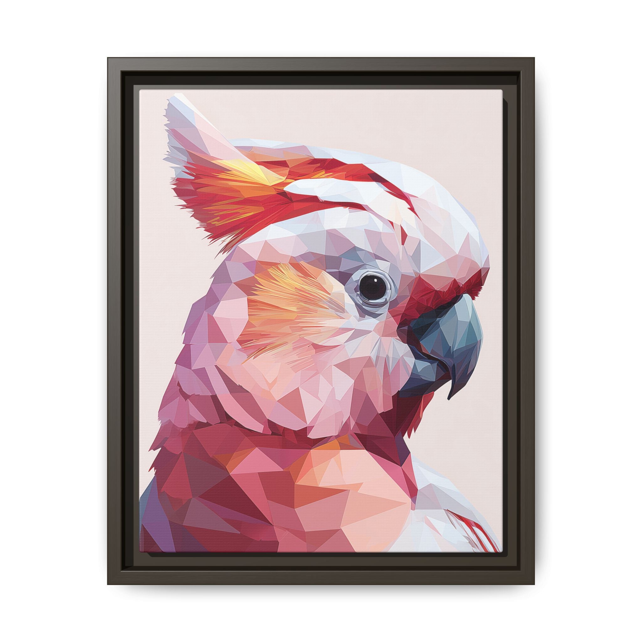 Prismatic Cockatoo: Geometric Bird Portrait, Low-Poly Digital Art   |  Personalized & Custom Orders Available