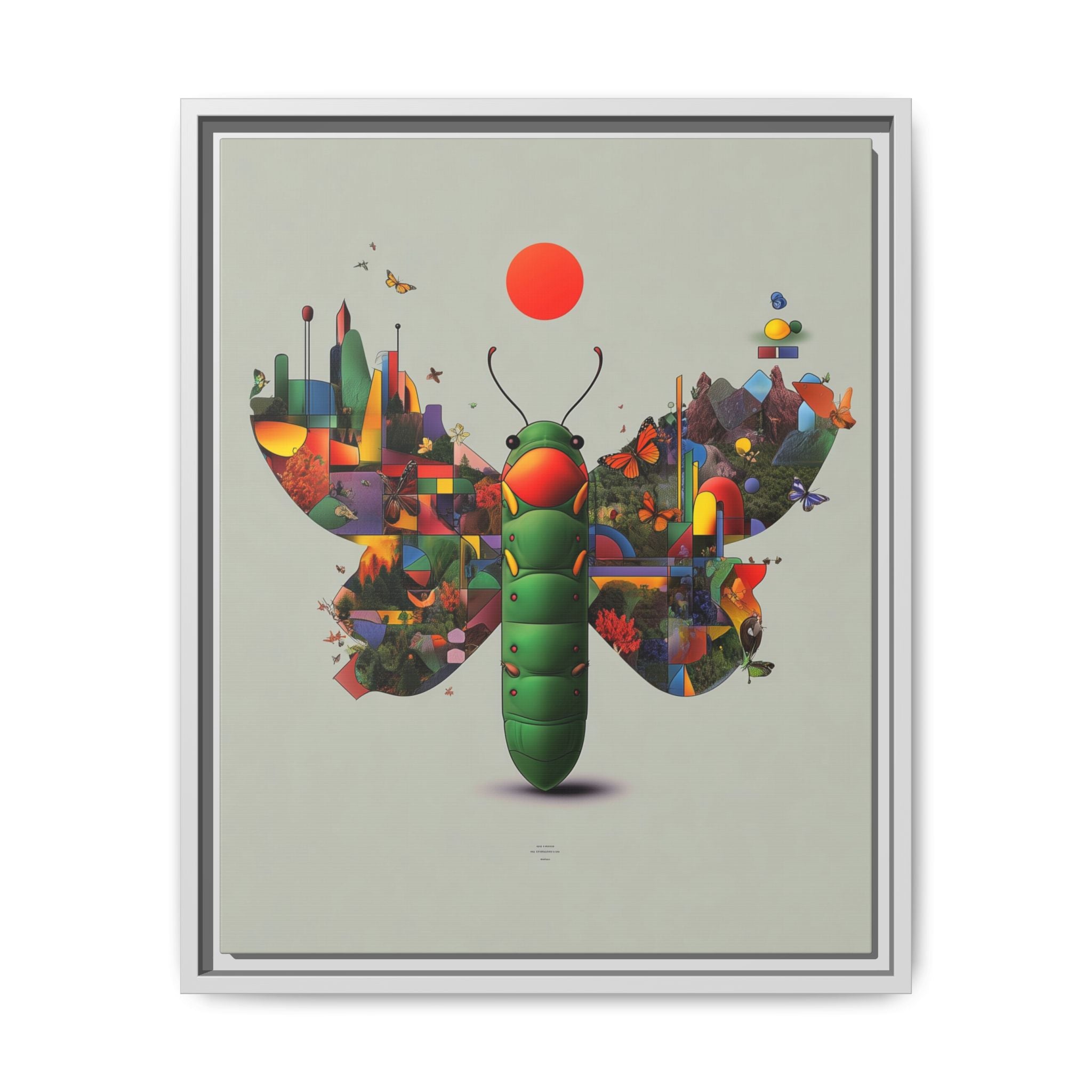 Geometric Chrysalis Framed Print : Butterfly Transformation, Digital Abstract Landscape Metaphor   |  Personalized & Custom Orders